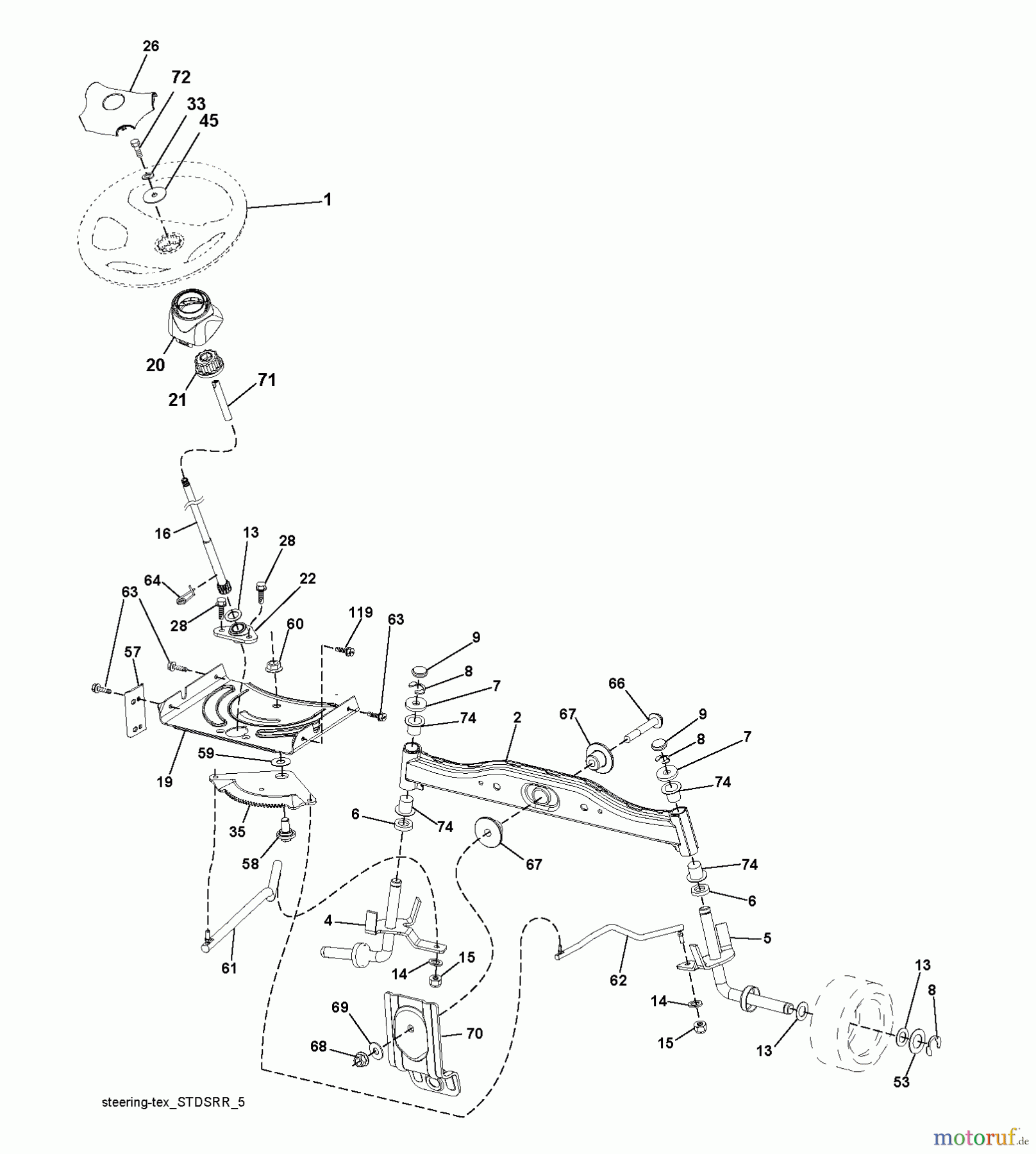 Jonsered Rasen und Garten Traktoren LT2213 C (96041008900) - Jonsered Lawn & Garden Tractor (2009-02) STEERING