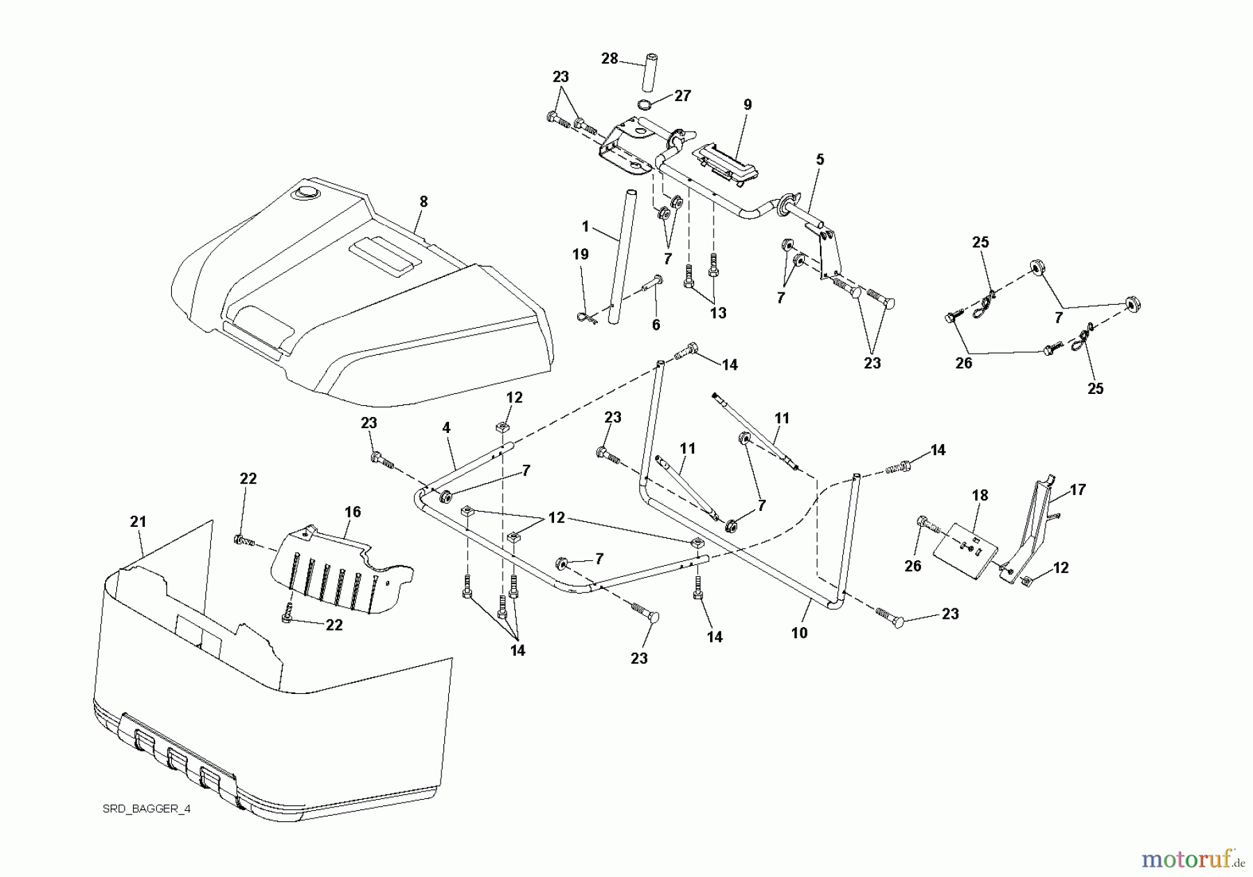 Jonsered Rasen und Garten Traktoren LT2213 C (96041008901) - Jonsered Lawn & Garden Tractor (2010-01) BAGGER