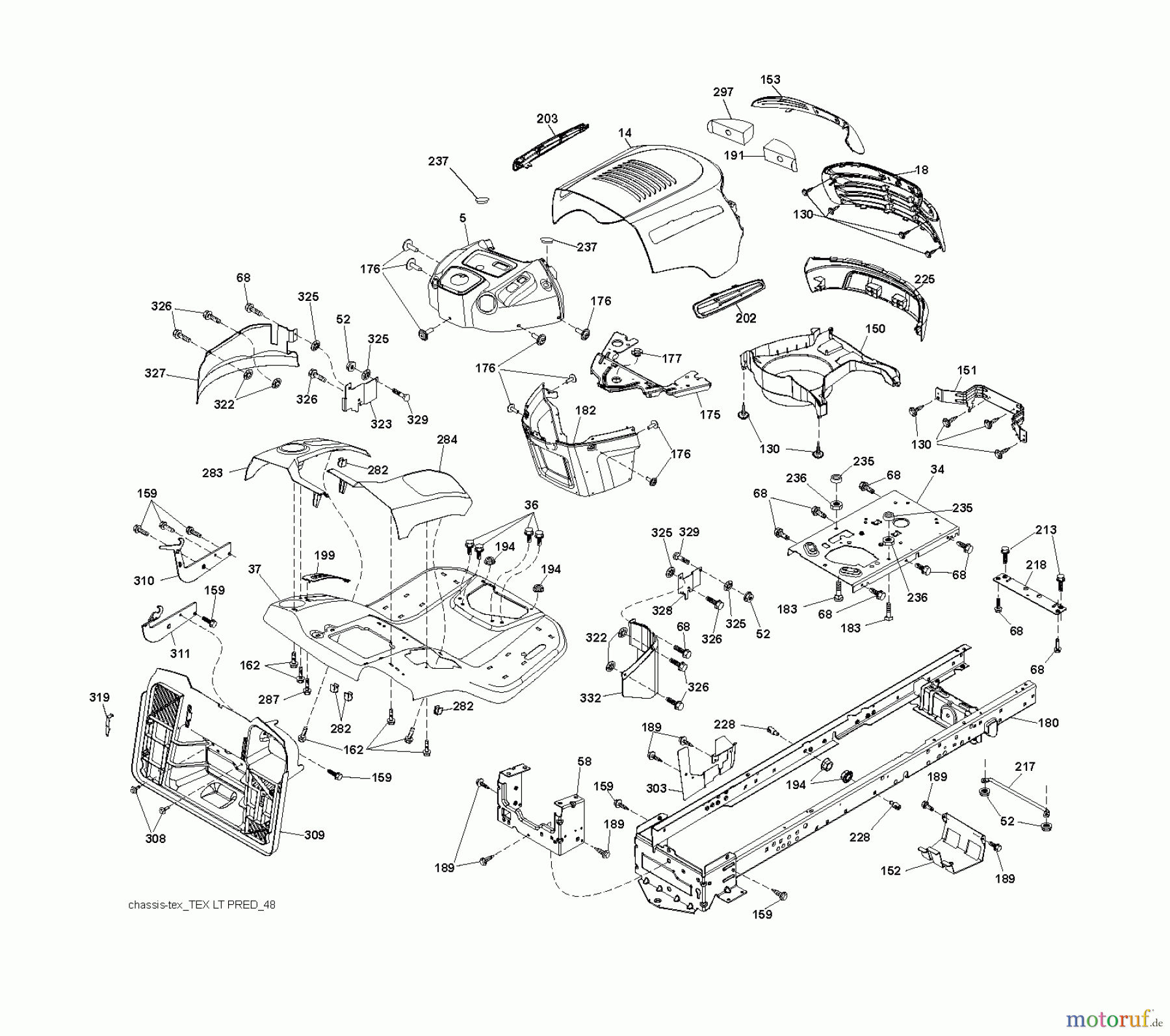 Jonsered Rasen und Garten Traktoren LT2213 C (96041008901) - Jonsered Lawn & Garden Tractor (2010-01) CHASSIS ENCLOSURES