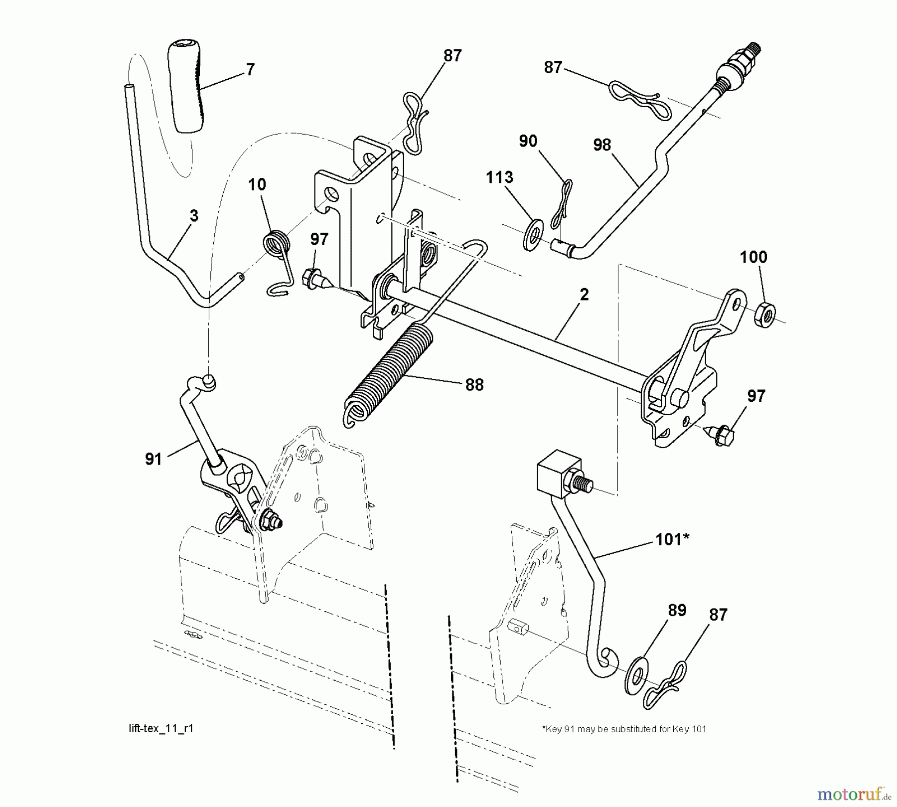  Jonsered Rasen  und Garten Traktoren LT2213 C (96041008901) - Jonsered Lawn & Garden Tractor (2010-01) MOWER LIFT / DECK LIFT