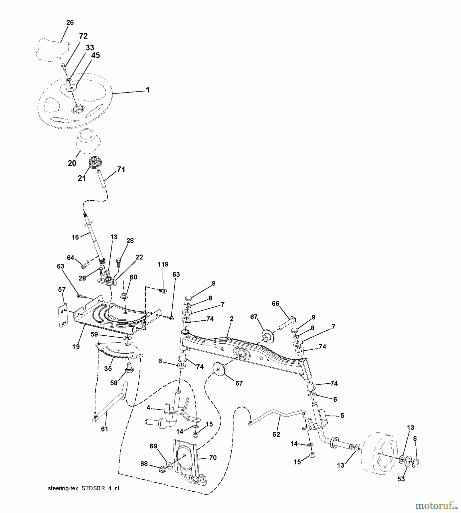 Jonsered Rasen und Garten Traktoren LT2213 C (96041008901) - Jonsered Lawn & Garden Tractor (2010-01) STEERING