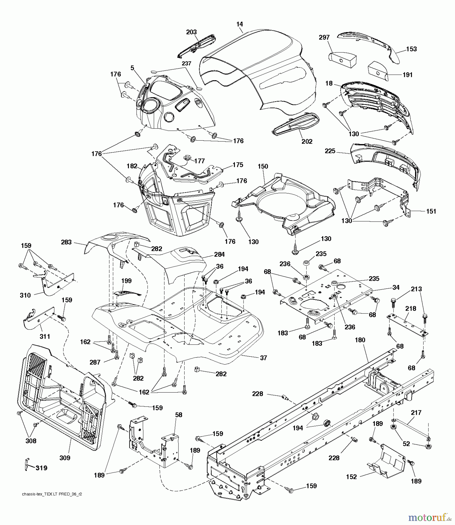 Jonsered Rasen und Garten Traktoren LT2213 C (96051000901) - Jonsered Lawn & Garden Tractor (2011-08) CHASSIS ENCLOSURES
