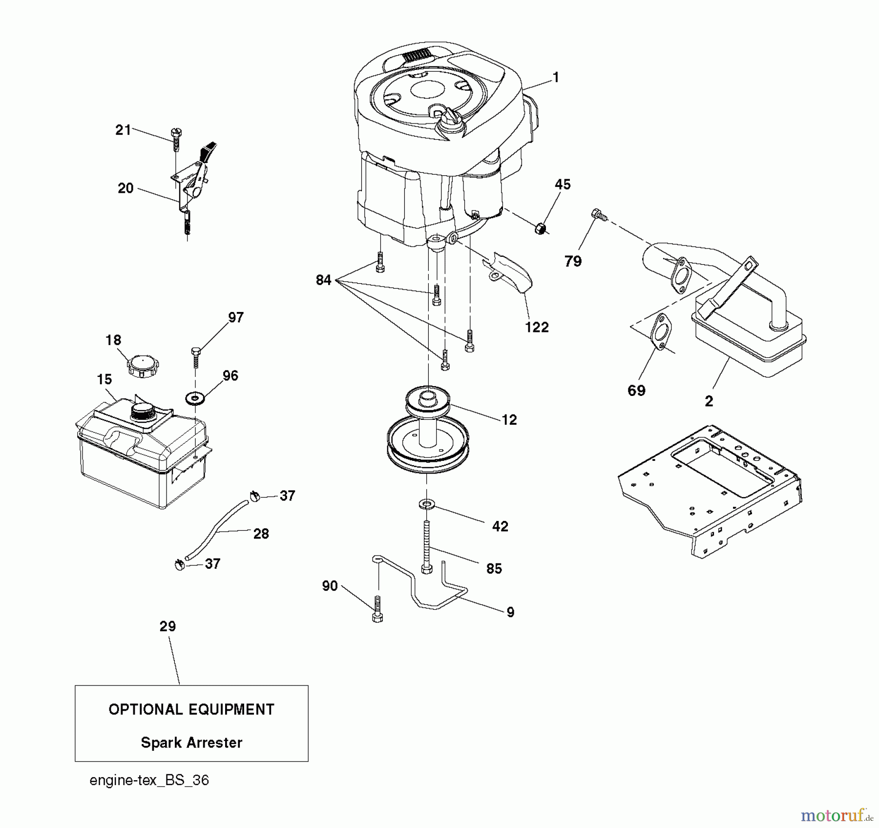 Jonsered Rasen und Garten Traktoren LT2213 C (96051000900) - Jonsered Lawn & Garden Tractor (2010-11) ENGINE