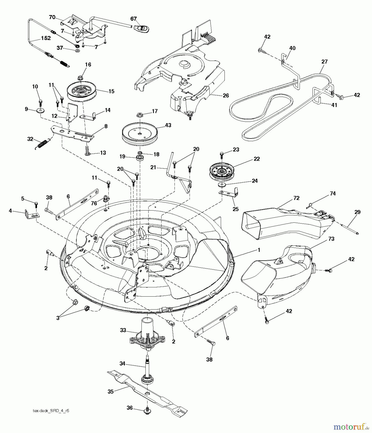 Jonsered Rasen und Garten Traktoren LT2213 C (96051000900) - Jonsered Lawn & Garden Tractor (2010-11) MOWER DECK / CUTTING DECK