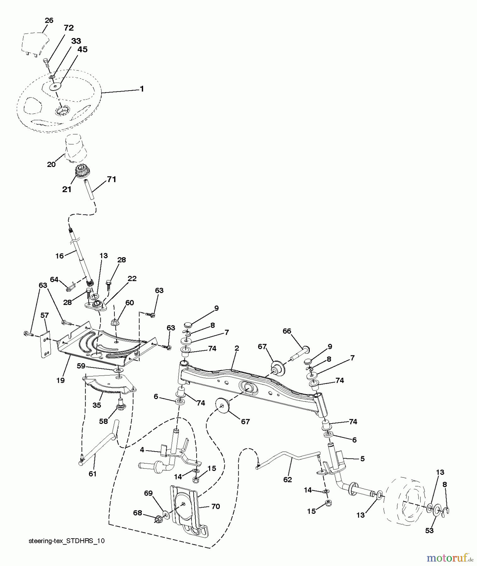 Jonsered Rasen und Garten Traktoren LT2213 C (96051000901) - Jonsered Lawn & Garden Tractor (2011-08) STEERING