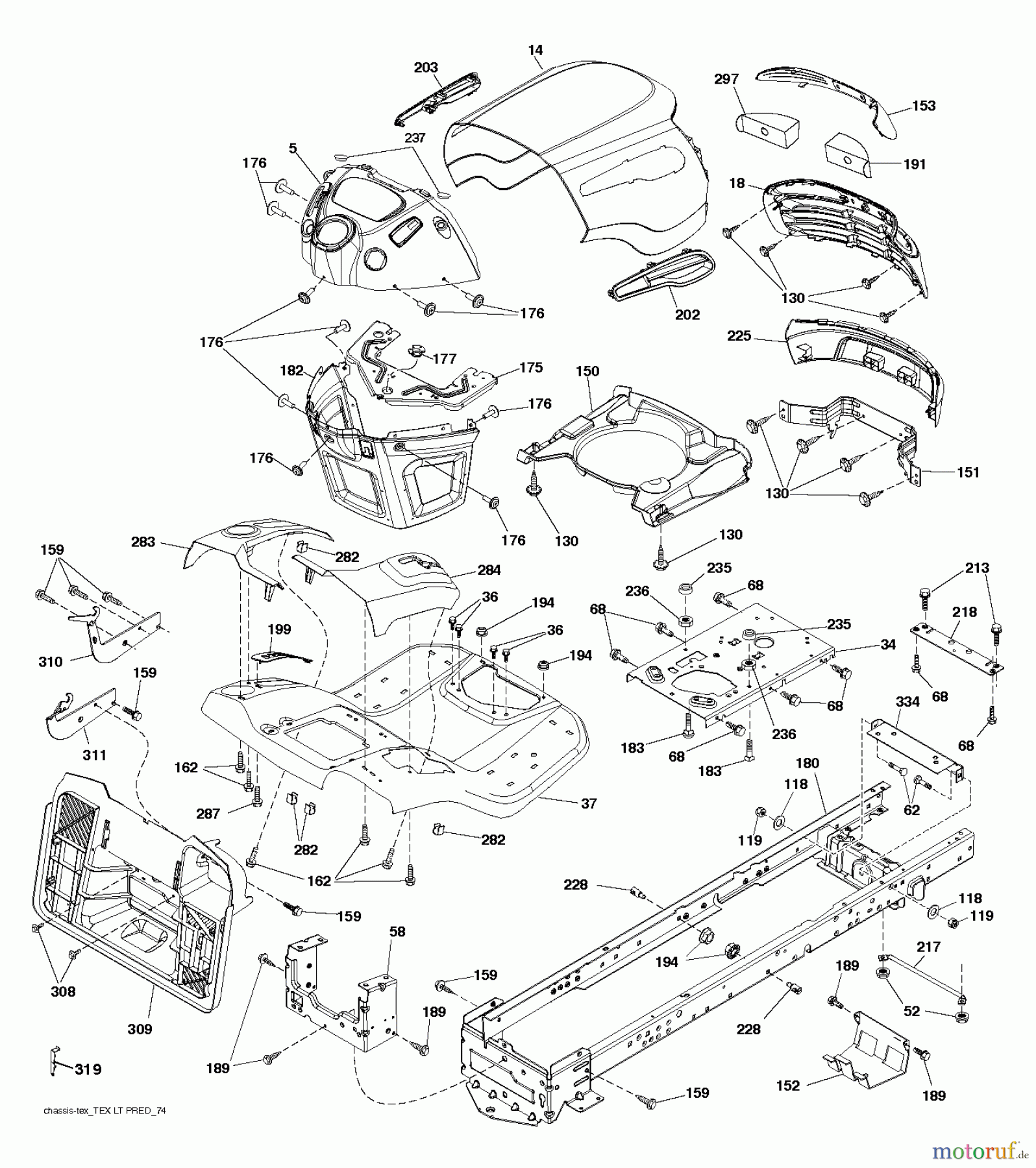 Jonsered Rasen und Garten Traktoren LT2213 C (96051000902) - Jonsered Lawn & Garden Tractor (2012-08) CHASSIS ENCLOSURES