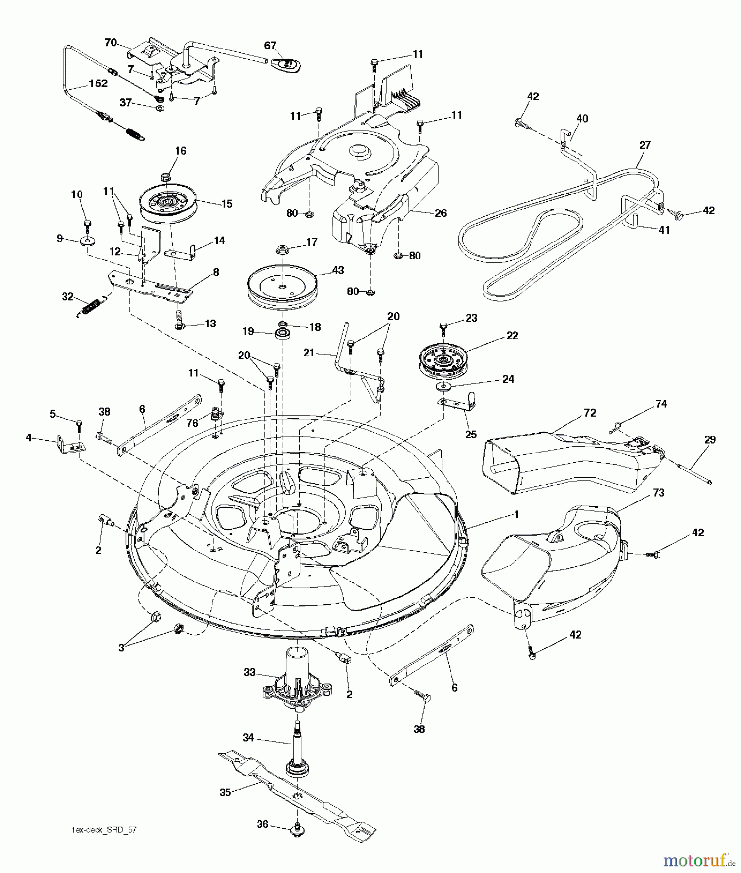 Jonsered Rasen und Garten Traktoren LT2213 C (96051000902) - Jonsered Lawn & Garden Tractor (2012-08) MOWER DECK / CUTTING DECK