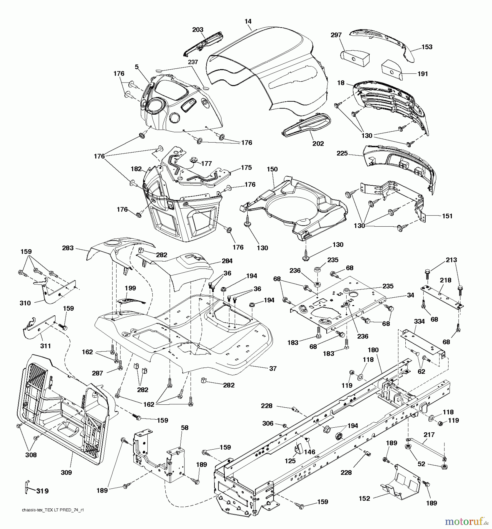 Jonsered Rasen und Garten Traktoren LT2213 C (96051000903) - Jonsered Lawn & Garden Tractor (2013-05) CHASSIS ENCLOSURES