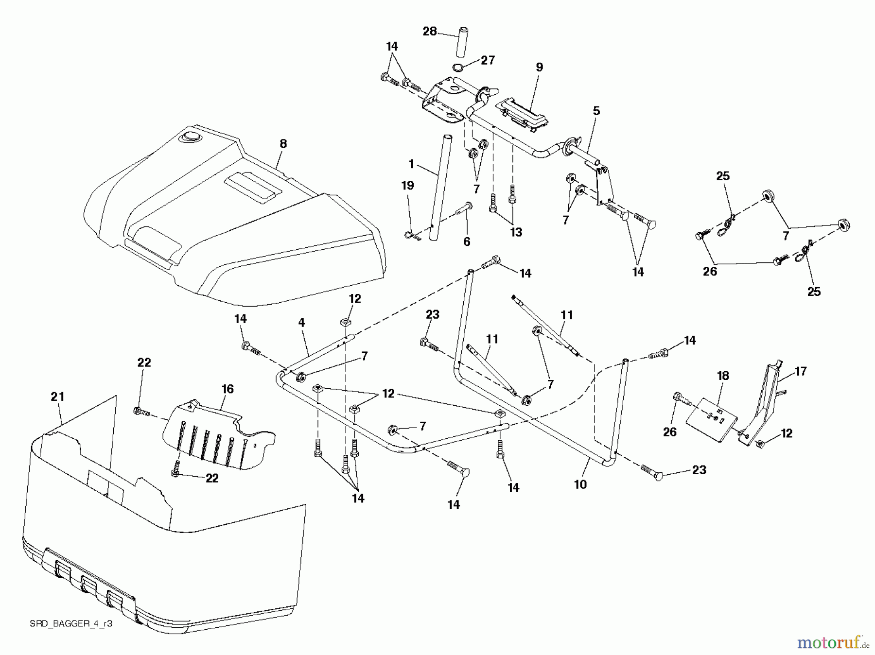  Jonsered Rasen  und Garten Traktoren LT2213 C (96051001801) - Jonsered Lawn & Garden Tractor (2011-08) BAGGER