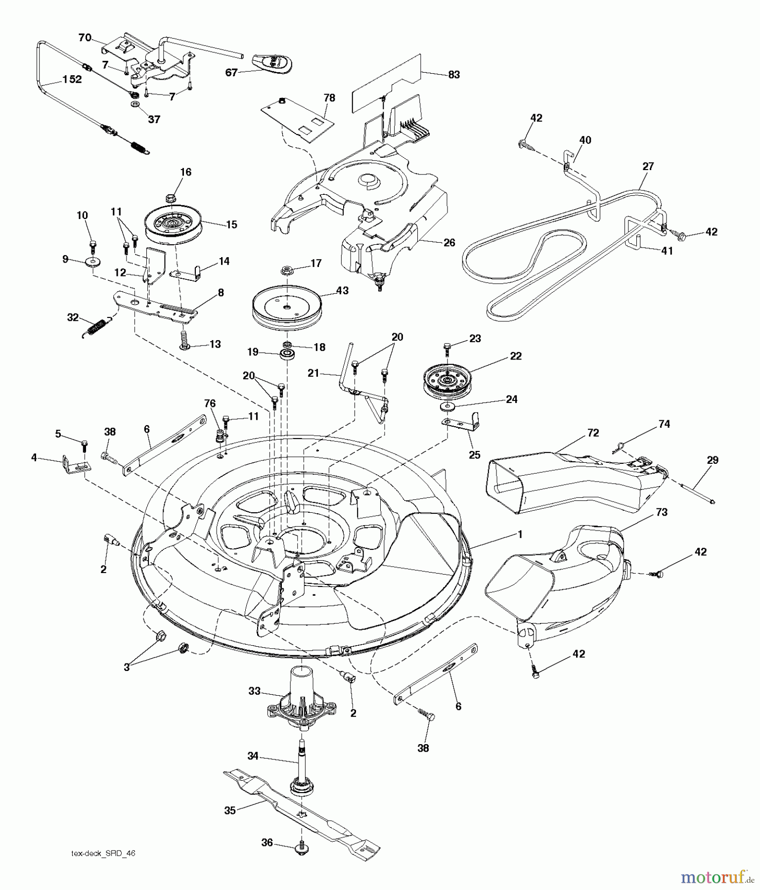  Jonsered Rasen  und Garten Traktoren LT2213 C (96051001801) - Jonsered Lawn & Garden Tractor (2011-08) MOWER DECK / CUTTING DECK