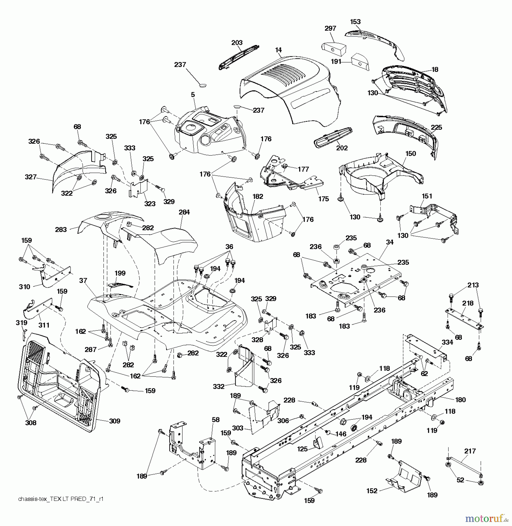 Jonsered Rasen  und Garten Traktoren LT2213 C (96051001803) - Jonsered Lawn & Garden Tractor (2013-05) CHASSIS ENCLOSURES
