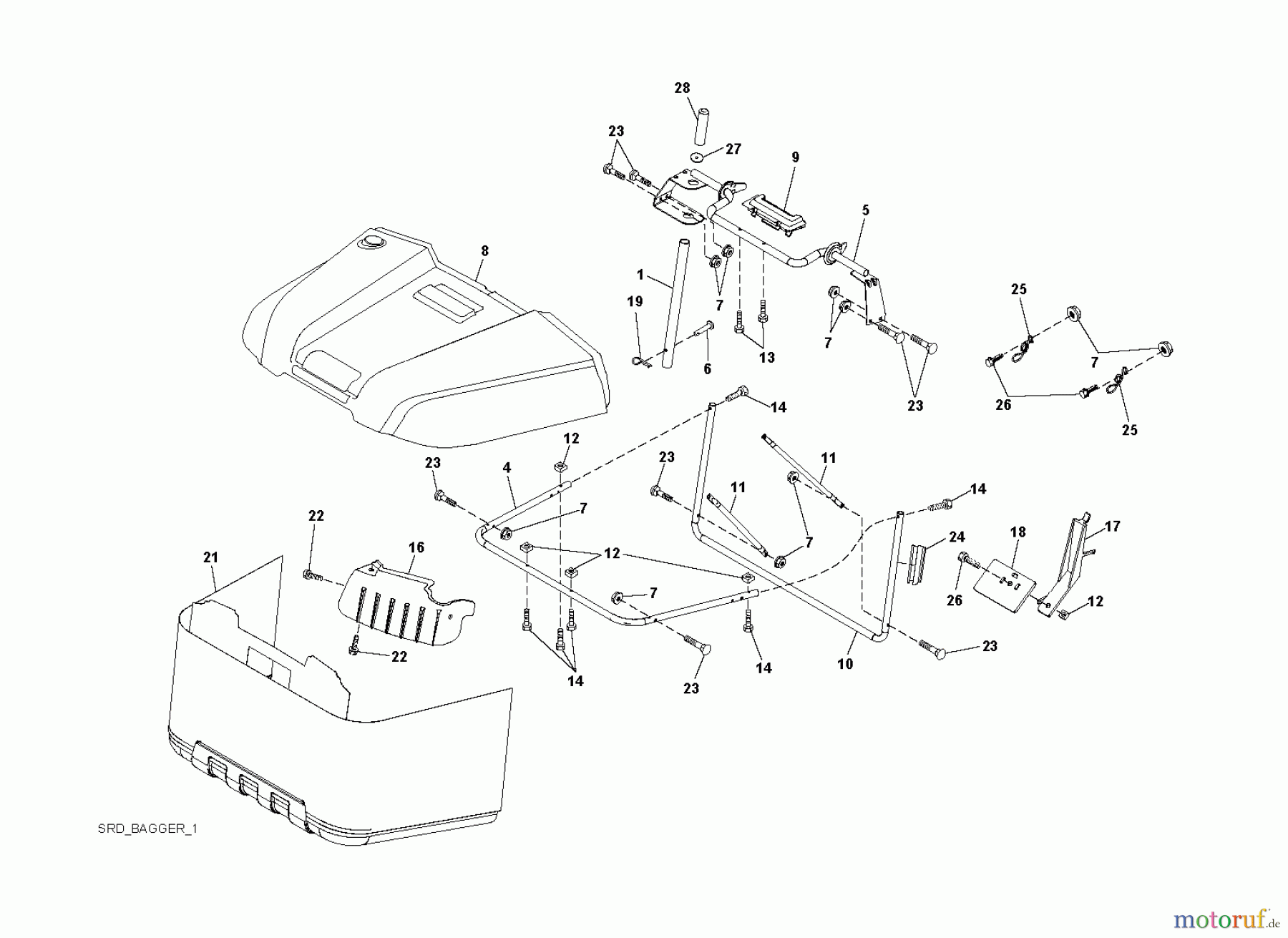  Jonsered Rasen  und Garten Traktoren LT2213 CA (96041008200) - Jonsered Lawn & Garden Tractor (2009-01) BAGGER