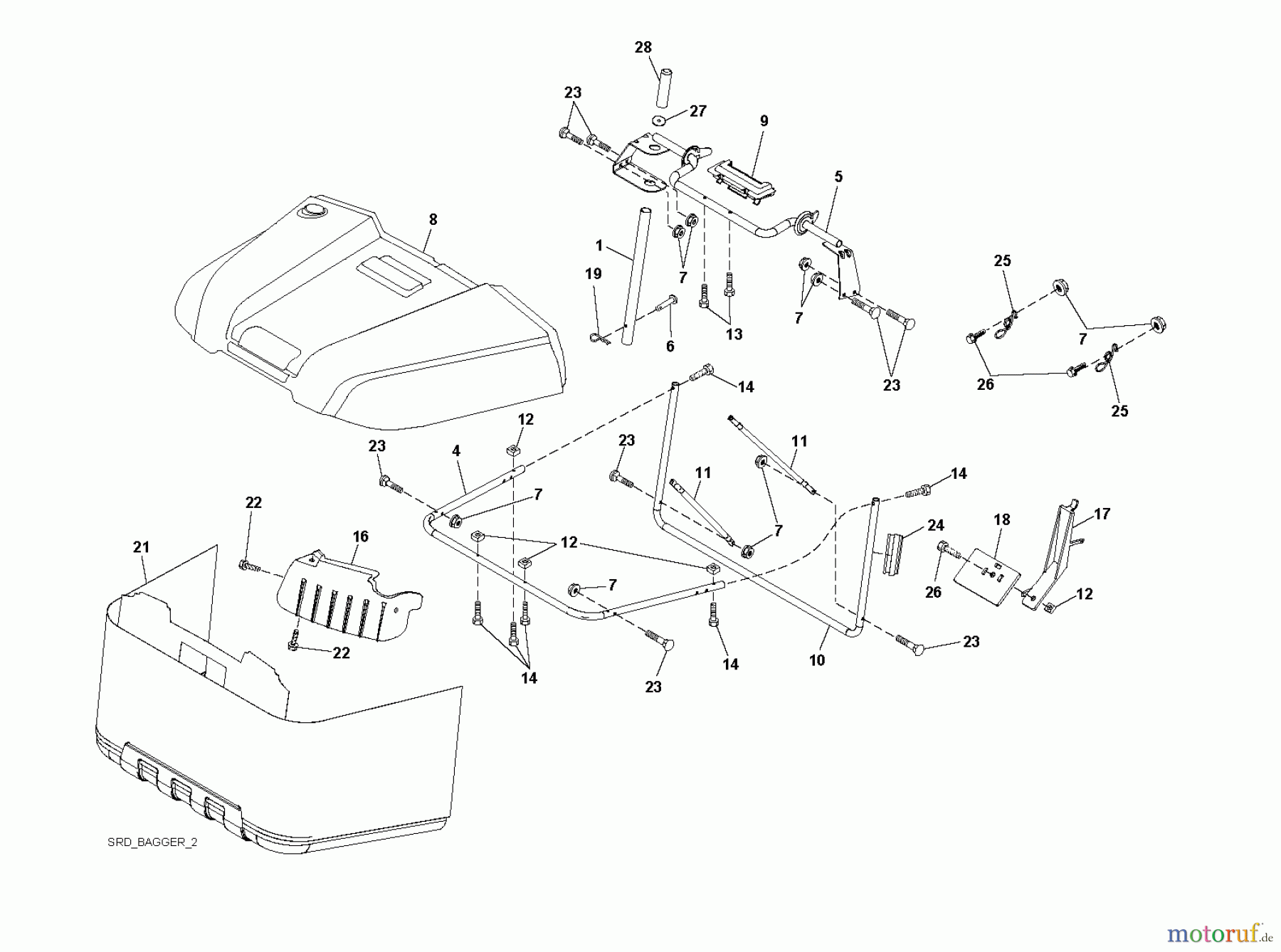 Jonsered Rasen und Garten Traktoren LT2213 CA (96041009000) - Jonsered Lawn & Garden Tractor (2009-01) BAGGER