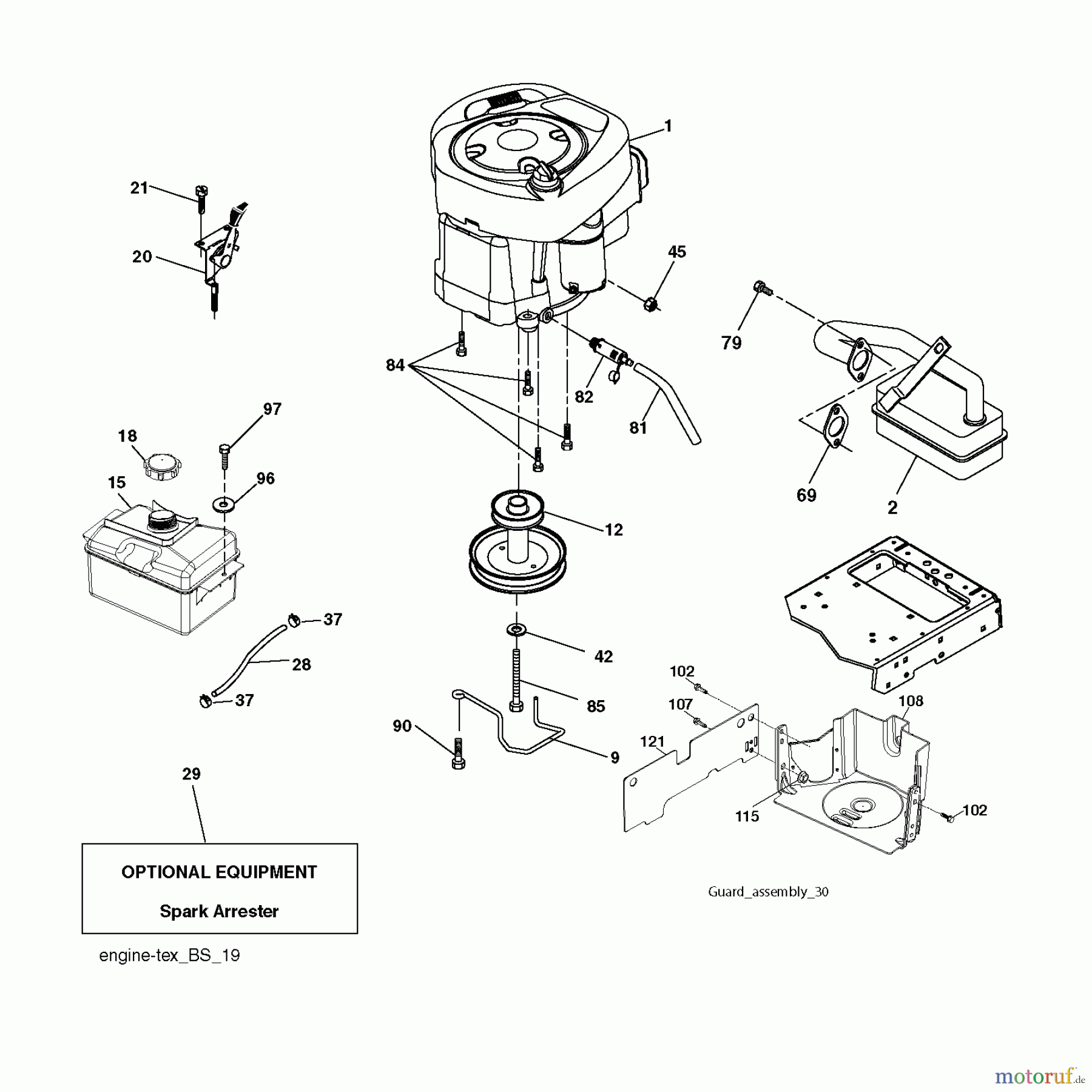 Jonsered Rasen und Garten Traktoren LT2213 CA (96041009000) - Jonsered Lawn & Garden Tractor (2009-01) ENGINE