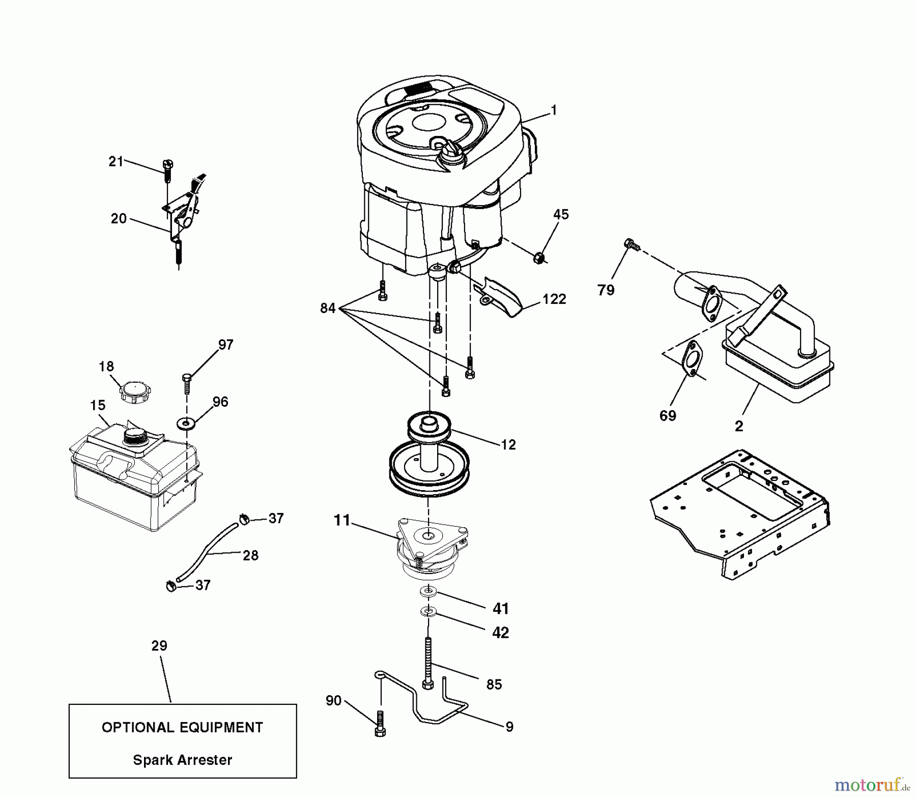 Jonsered Rasen und Garten Traktoren LT2213 CA (96041015300) - Jonsered Lawn & Garden Tractor (2010-01) ENGINE