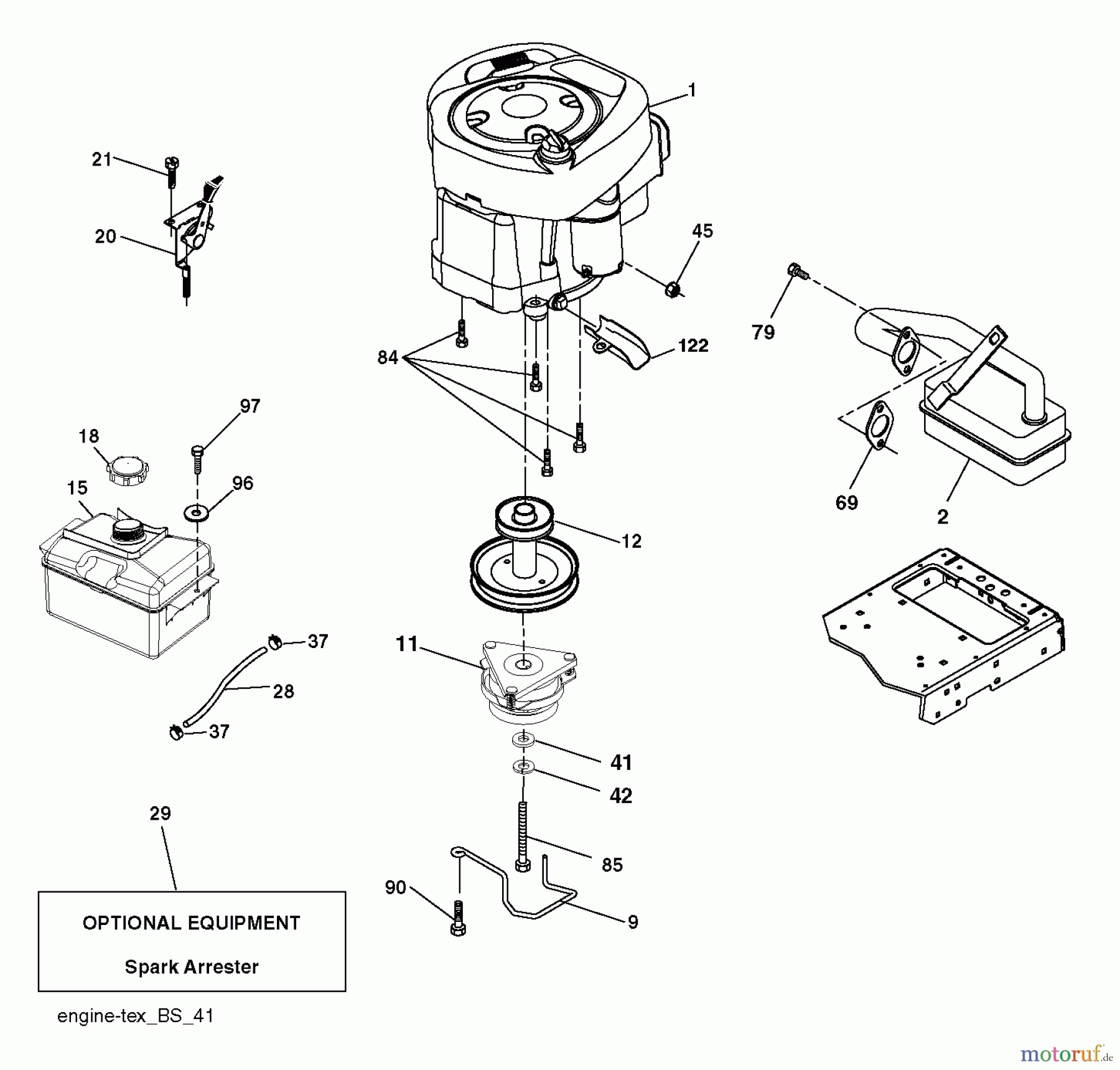 Jonsered Rasen und Garten Traktoren LT2213 CA (96051001000) - Jonsered Lawn & Garden Tractor (2010-10) ENGINE
