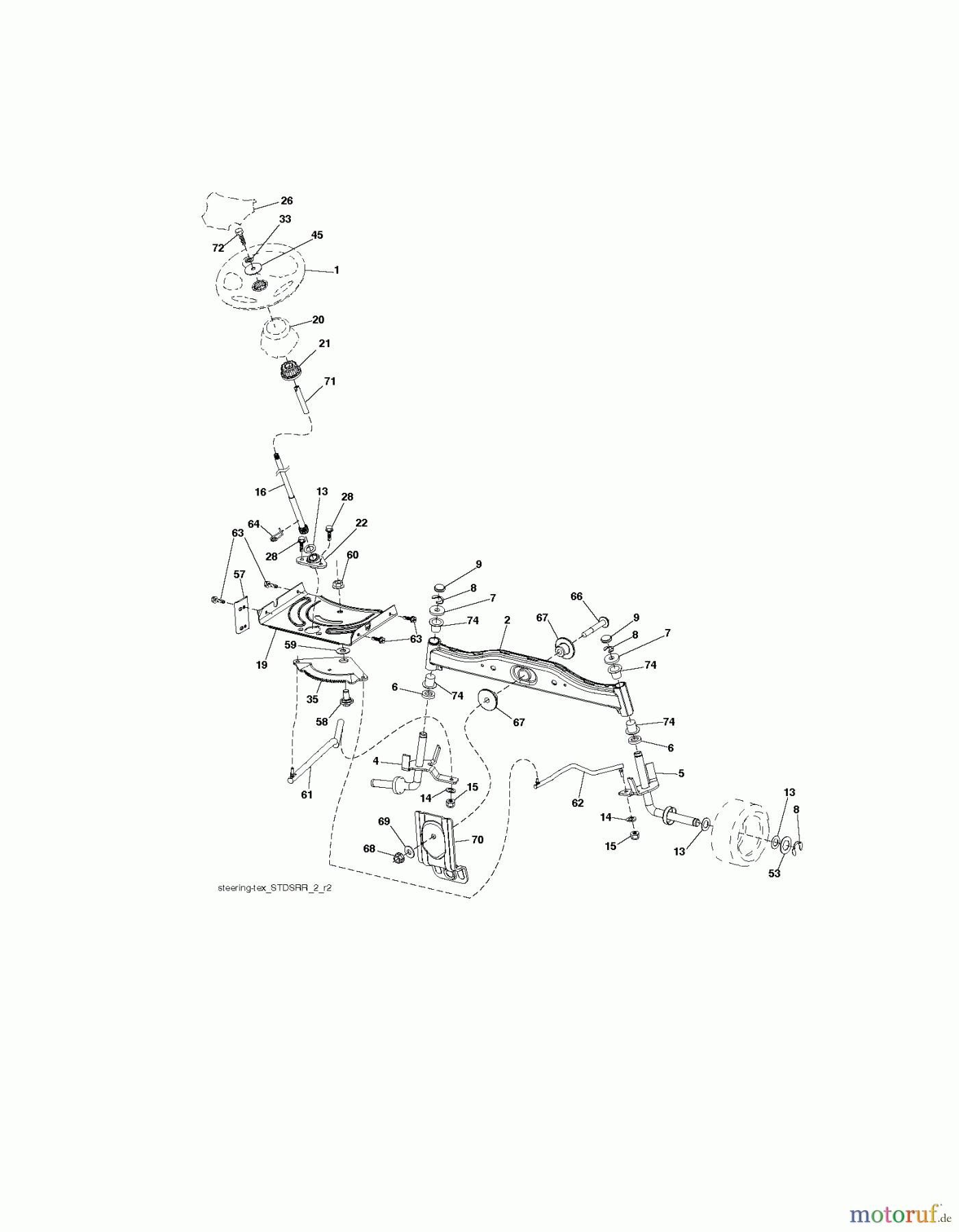 Jonsered Rasen und Garten Traktoren LT2213 CA (96051001001) - Jonsered Lawn & Garden Tractor (2011-04) STEERING