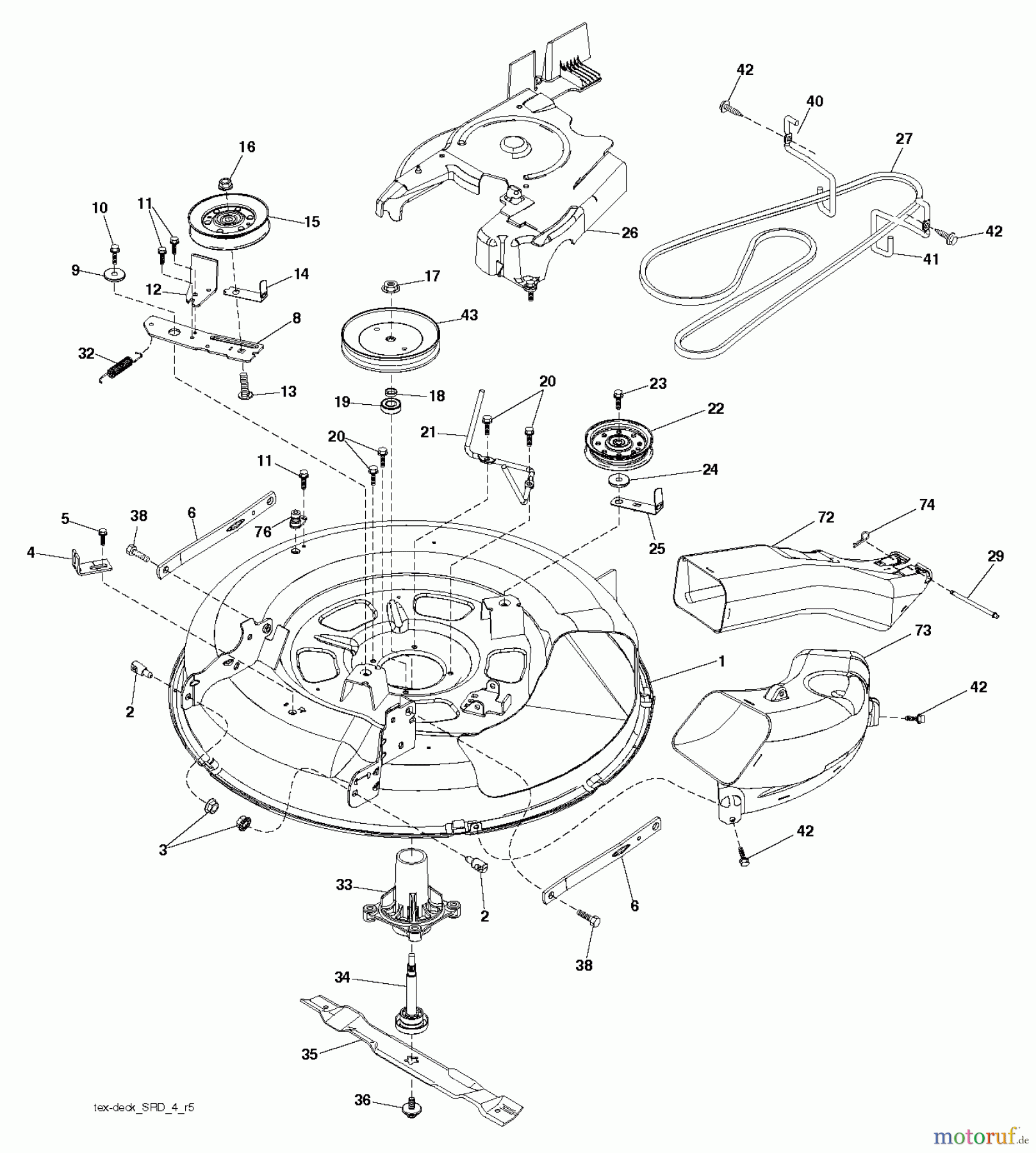 Jonsered Rasen und Garten Traktoren LT2213 CA (96051001001) - Jonsered Lawn & Garden Tractor (2011-04) MOWER DECK / CUTTING DECK
