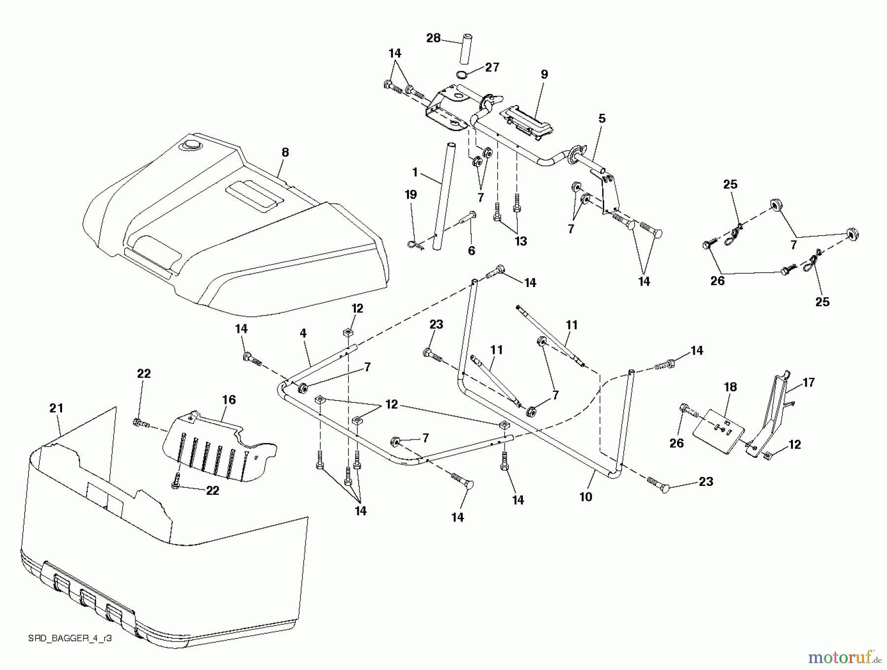 Jonsered Rasen und Garten Traktoren LT2213 CA (96051001900) - Jonsered Lawn & Garden Tractor (2010-11) BAGGER