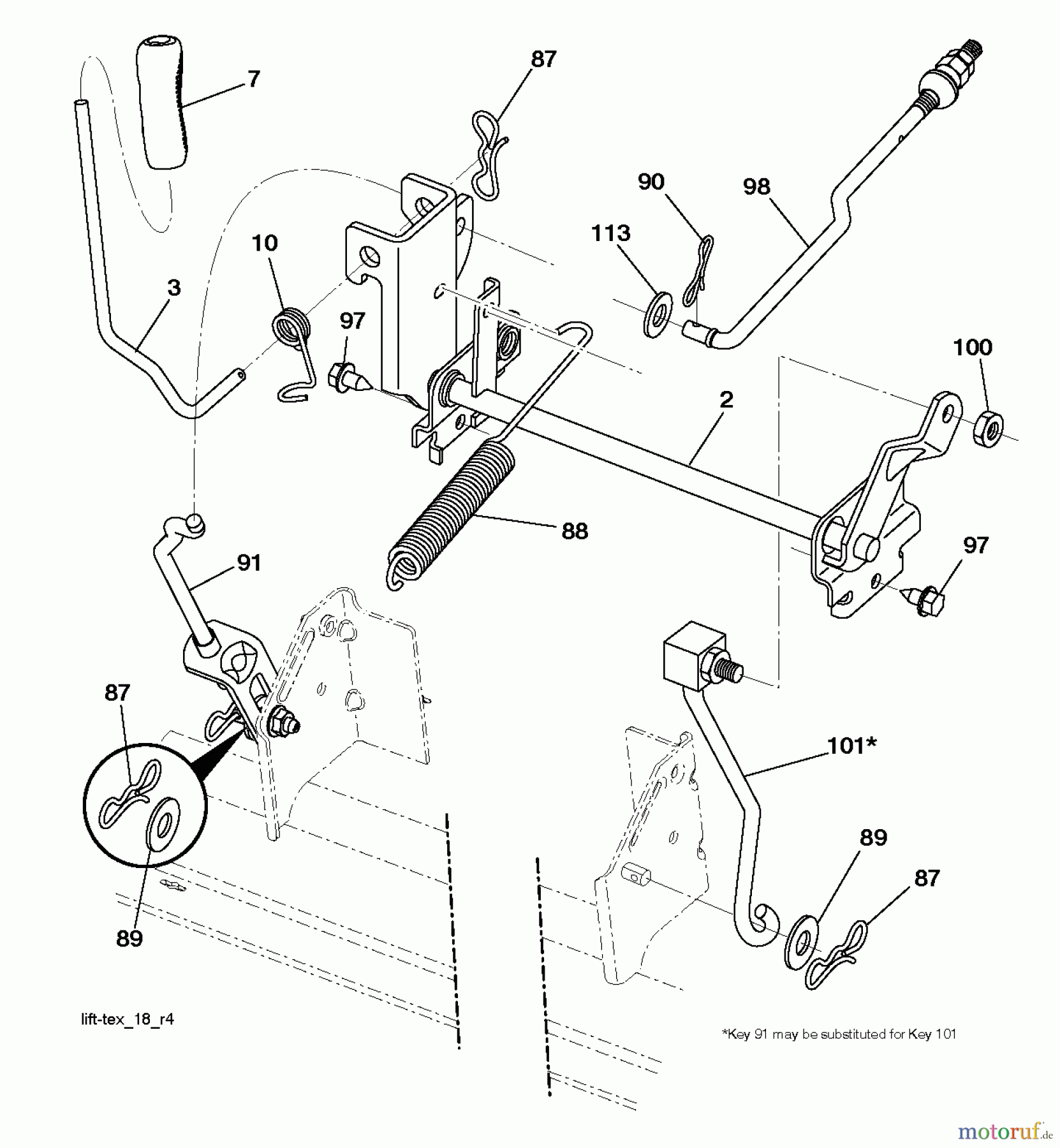 Jonsered Rasen und Garten Traktoren LT2213 CA (96051001900) - Jonsered Lawn & Garden Tractor (2010-11) MOWER LIFT / DECK LIFT