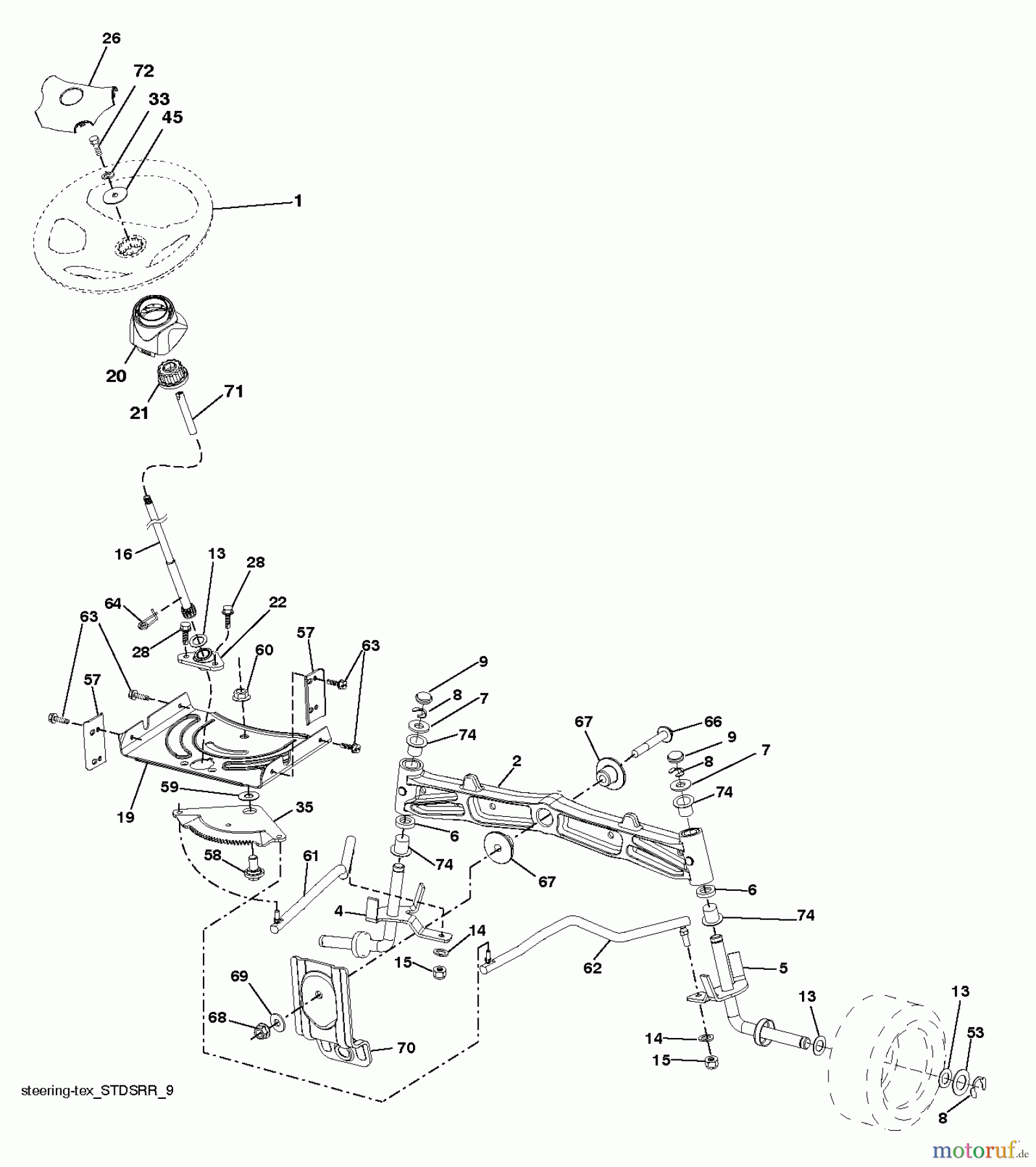 Jonsered Rasen  und Garten Traktoren LT2213 CA (96051001900) - Jonsered Lawn & Garden Tractor (2010-11) STEERING