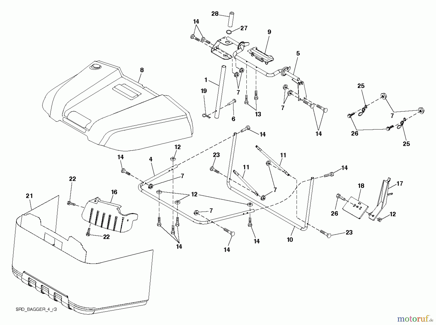 Jonsered Rasen und Garten Traktoren LT2213 CA (96051001903) - Jonsered Lawn & Garden Tractor (2012-08) BAGGER