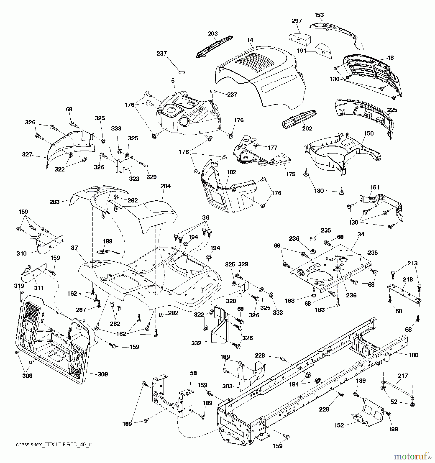  Jonsered Rasen  und Garten Traktoren LT2213 CA (96051001902) - Jonsered Lawn & Garden Tractor (2011-08) CHASSIS ENCLOSURES