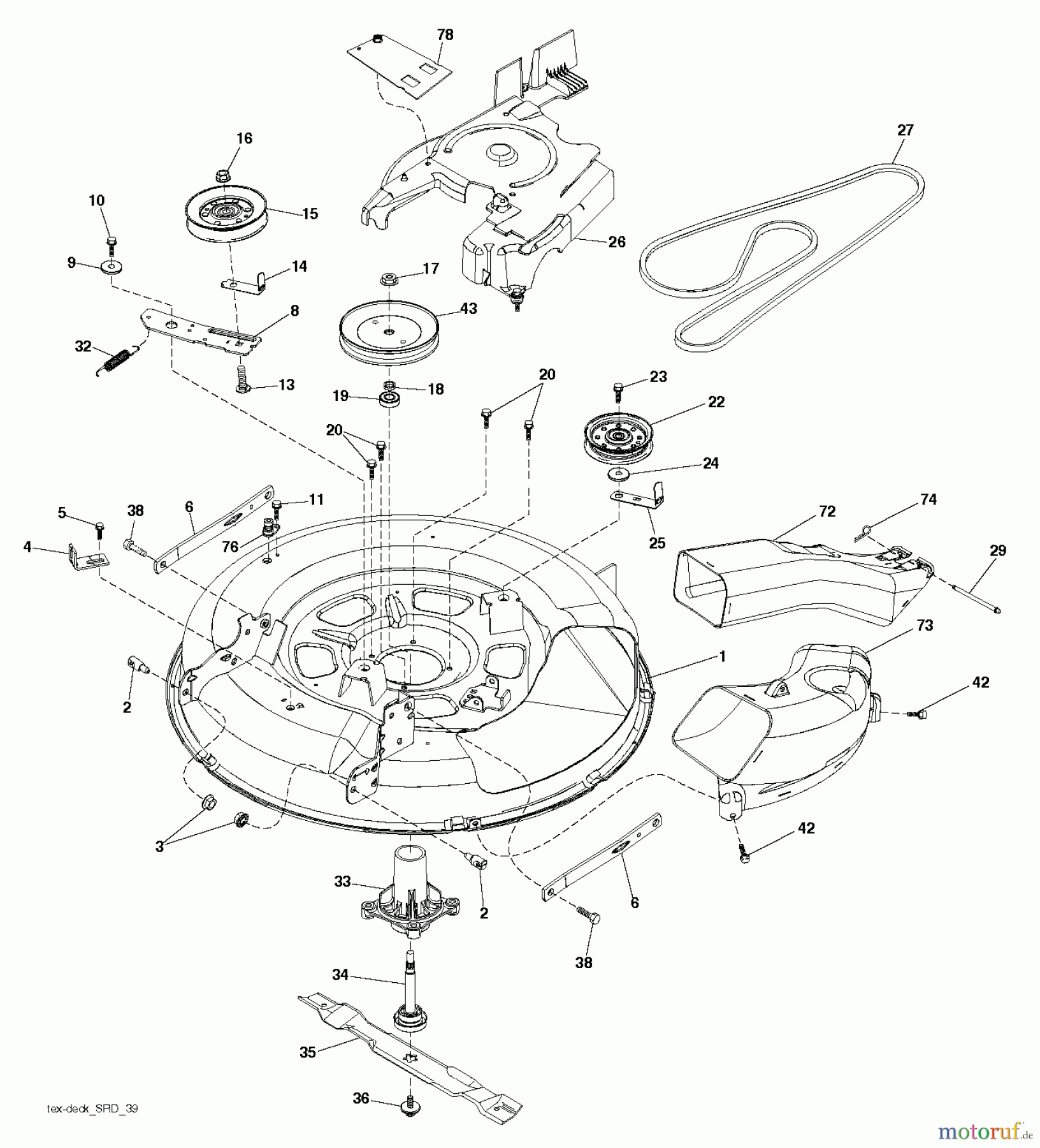 Jonsered Rasen und Garten Traktoren LT2213 CA (96051001902) - Jonsered Lawn & Garden Tractor (2011-08) MOWER DECK / CUTTING DECK