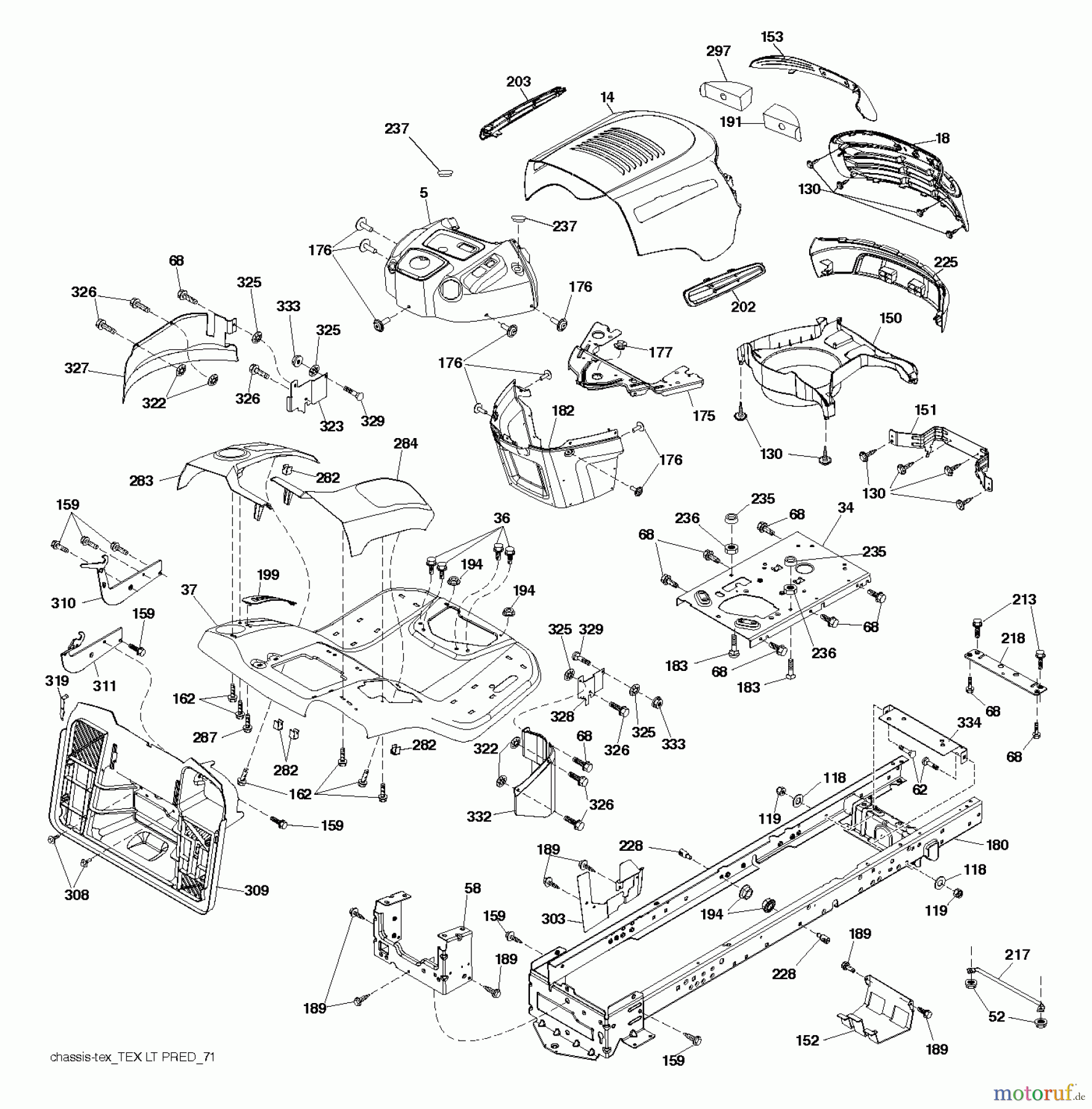  Jonsered Rasen  und Garten Traktoren LT2213 CA (96051001903) - Jonsered Lawn & Garden Tractor (2012-08) CHASSIS ENCLOSURES