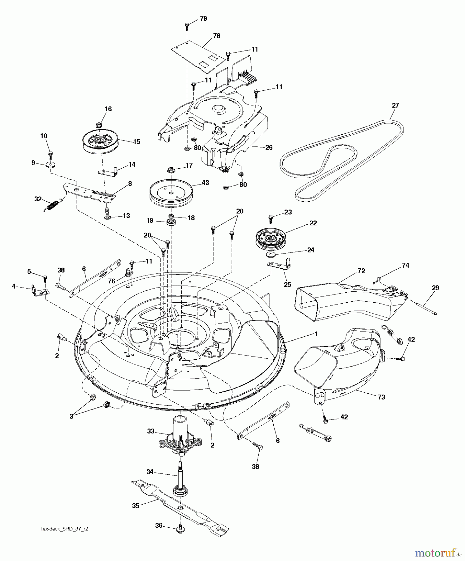  Jonsered Rasen  und Garten Traktoren LT2213 CA (96051001904) - Jonsered Lawn & Garden Tractor (2013-05) MOWER DECK / CUTTING DECK