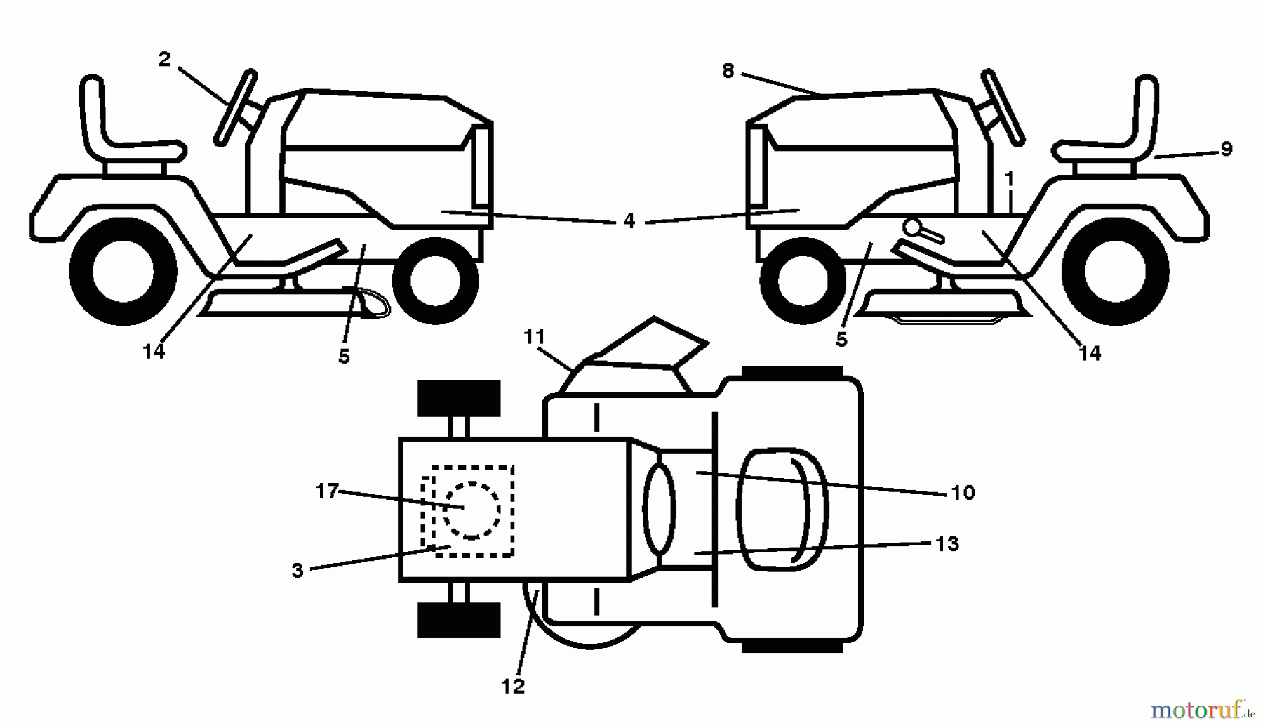Jonsered Rasen und Garten Traktoren LT2213 CA (96051001904) - Jonsered Lawn & Garden Tractor (2013-05) DECALS