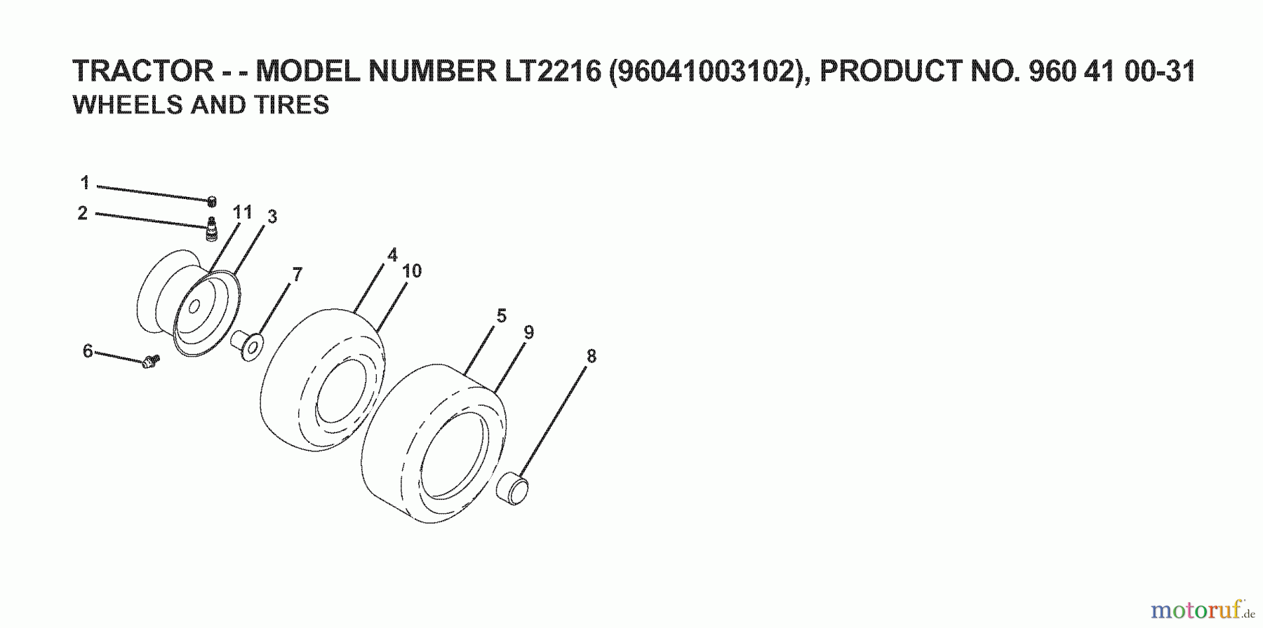  Jonsered Rasen  und Garten Traktoren LT2216 (96041003102) - Jonsered Lawn & Garden Tractor (2007-02) WHEELS TIRES