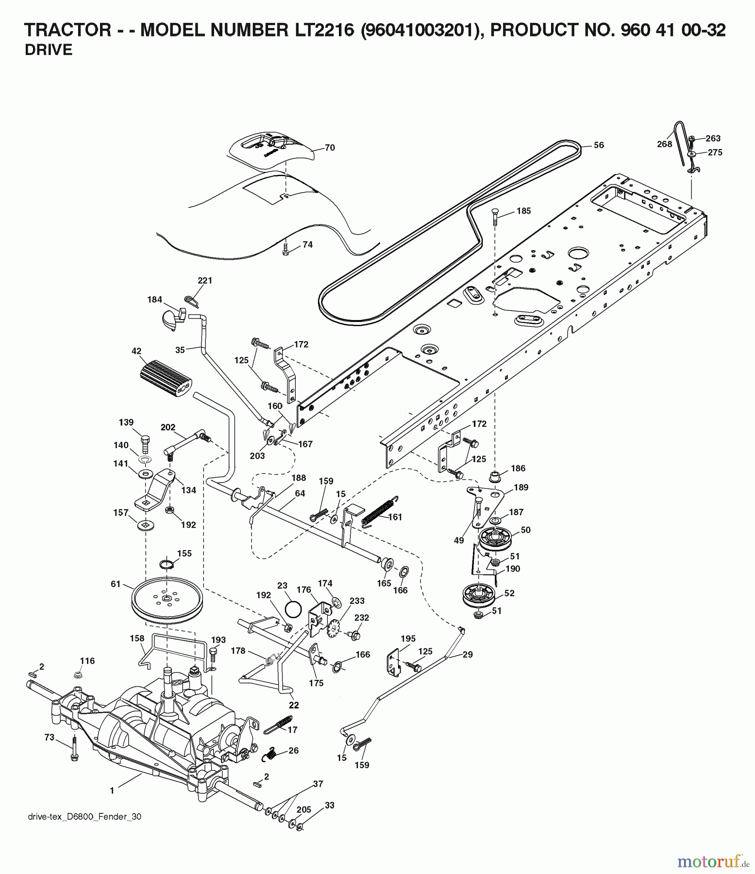 Jonsered Rasen und Garten Traktoren LT2216 (96041003201) - Jonsered Lawn & Garden Tractor (2007-02) DRIVE