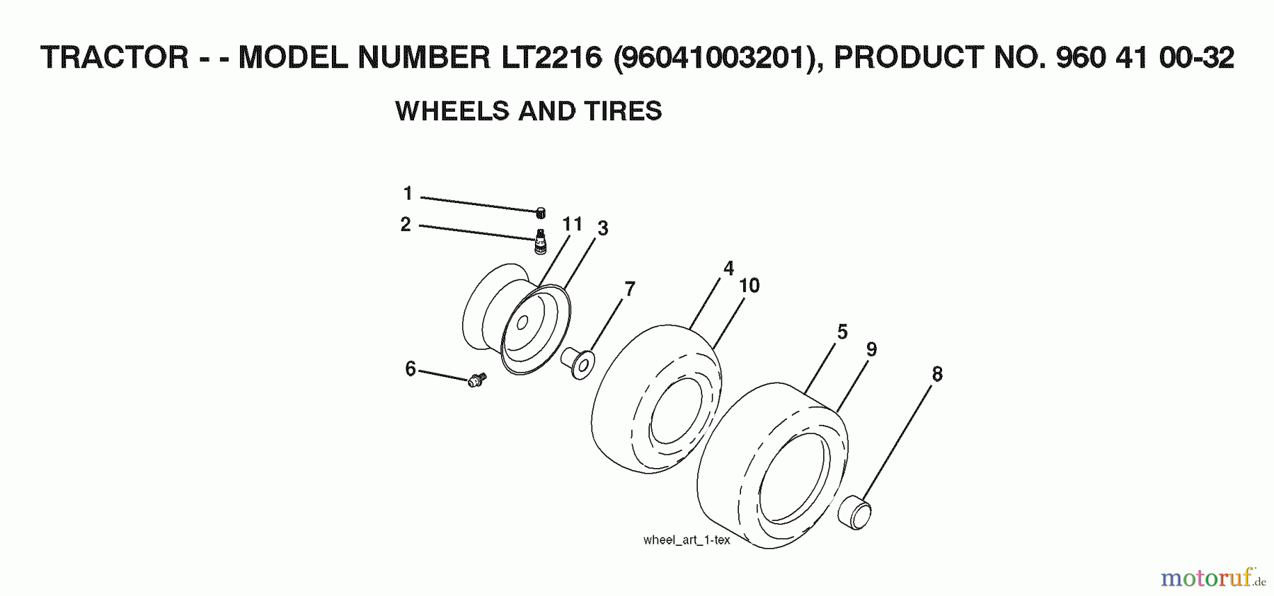 Jonsered Rasen und Garten Traktoren LT2216 (96041003201) - Jonsered Lawn & Garden Tractor (2007-02) WHEELS TIRES