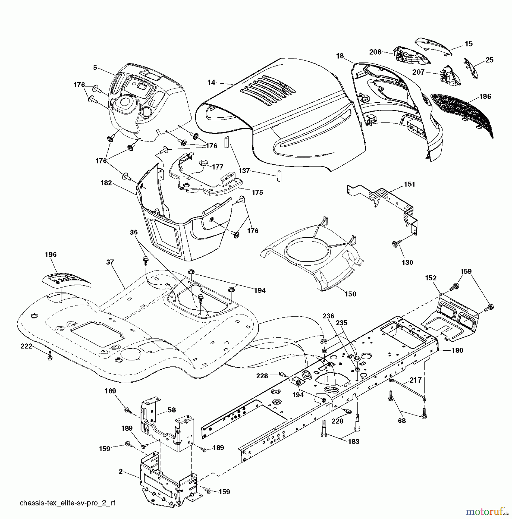 Jonsered Rasen  und Garten Traktoren LT2216 (96041003202) - Jonsered Lawn & Garden Tractor (2007-10) CHASSIS ENCLOSURES