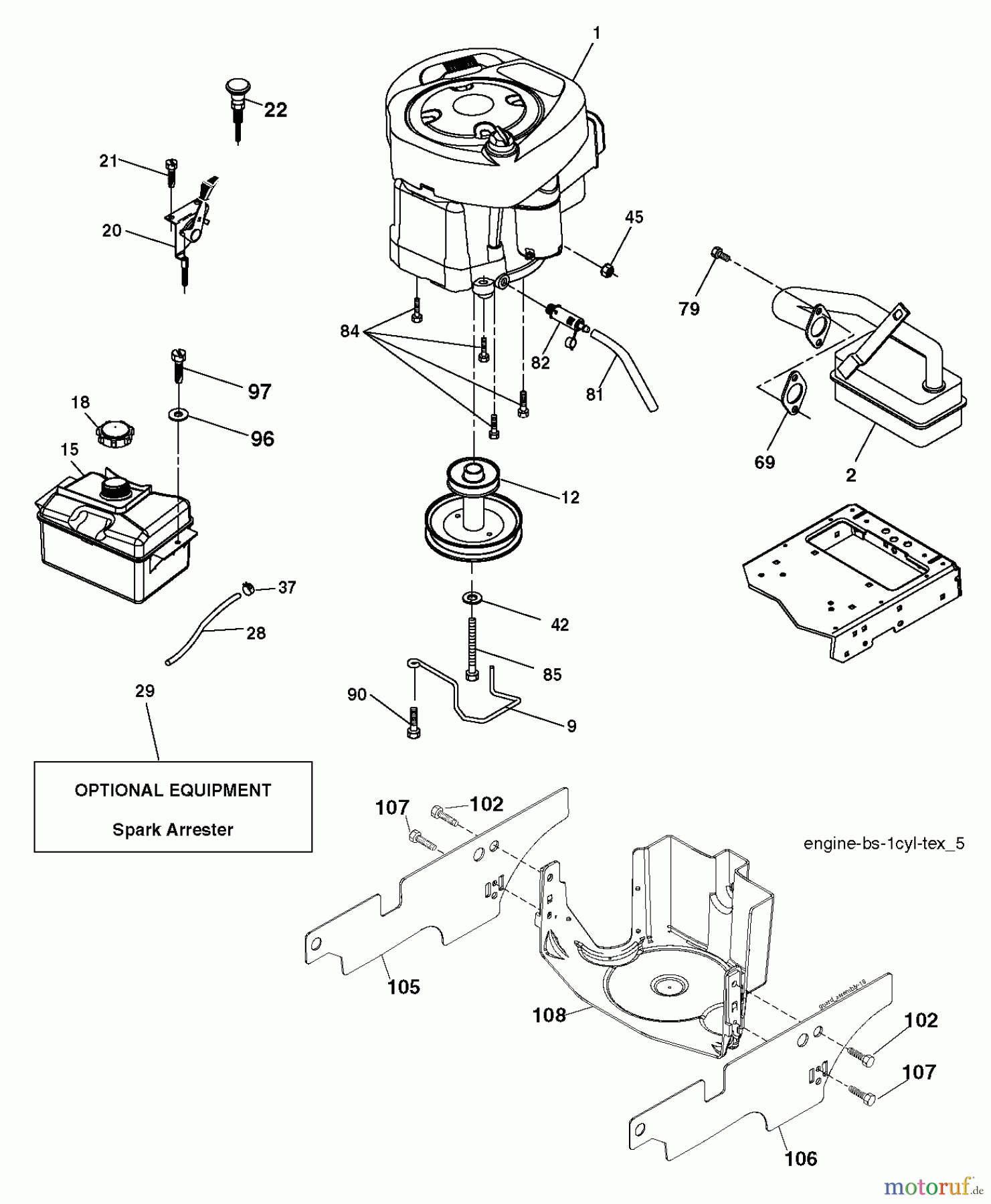 Jonsered Rasen und Garten Traktoren LT2216 (96041003202) - Jonsered Lawn & Garden Tractor (2007-10) ENGINE