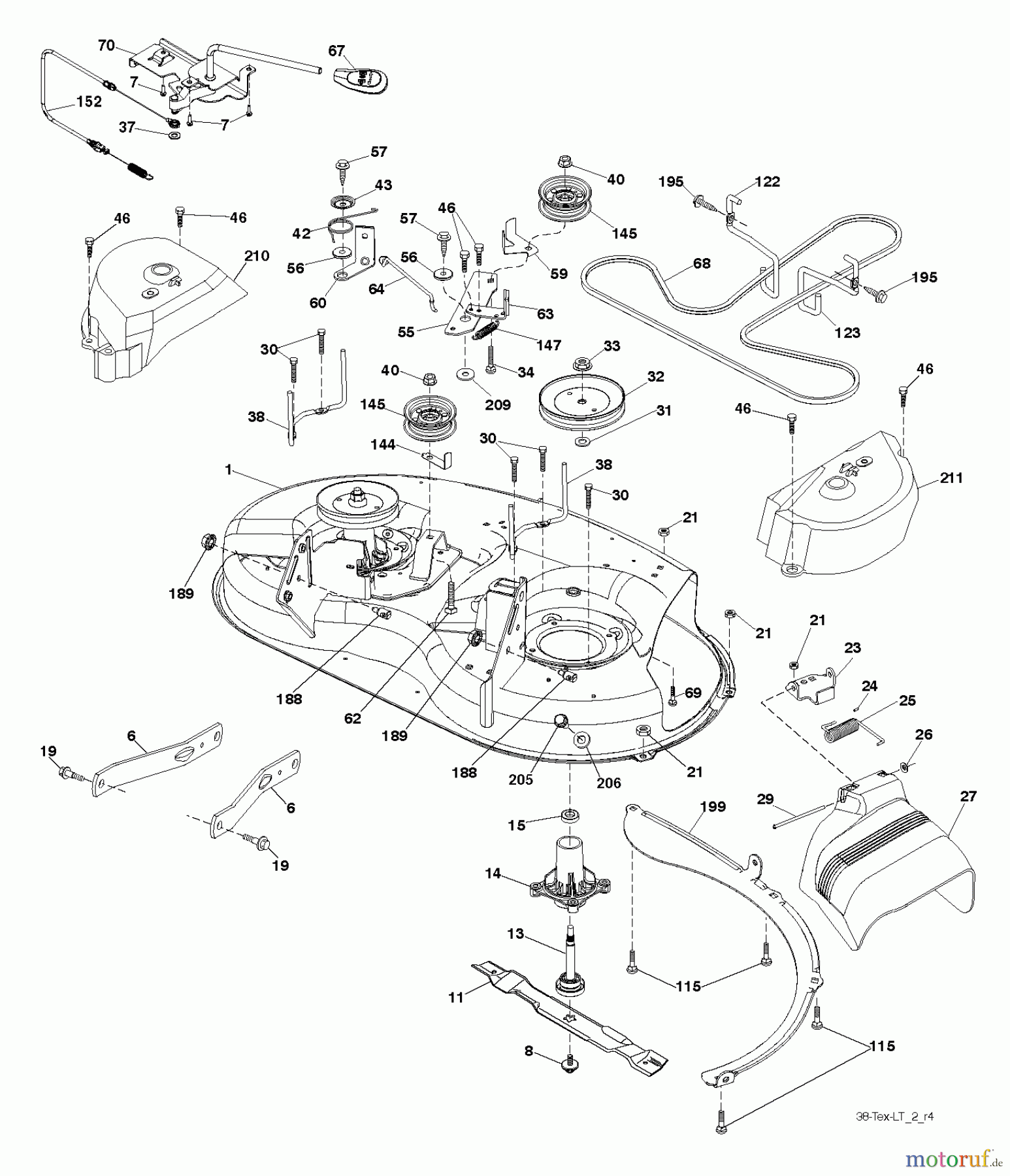 Jonsered Rasen und Garten Traktoren LT2216 (96041003202) - Jonsered Lawn & Garden Tractor (2007-10) MOWER DECK / CUTTING DECK