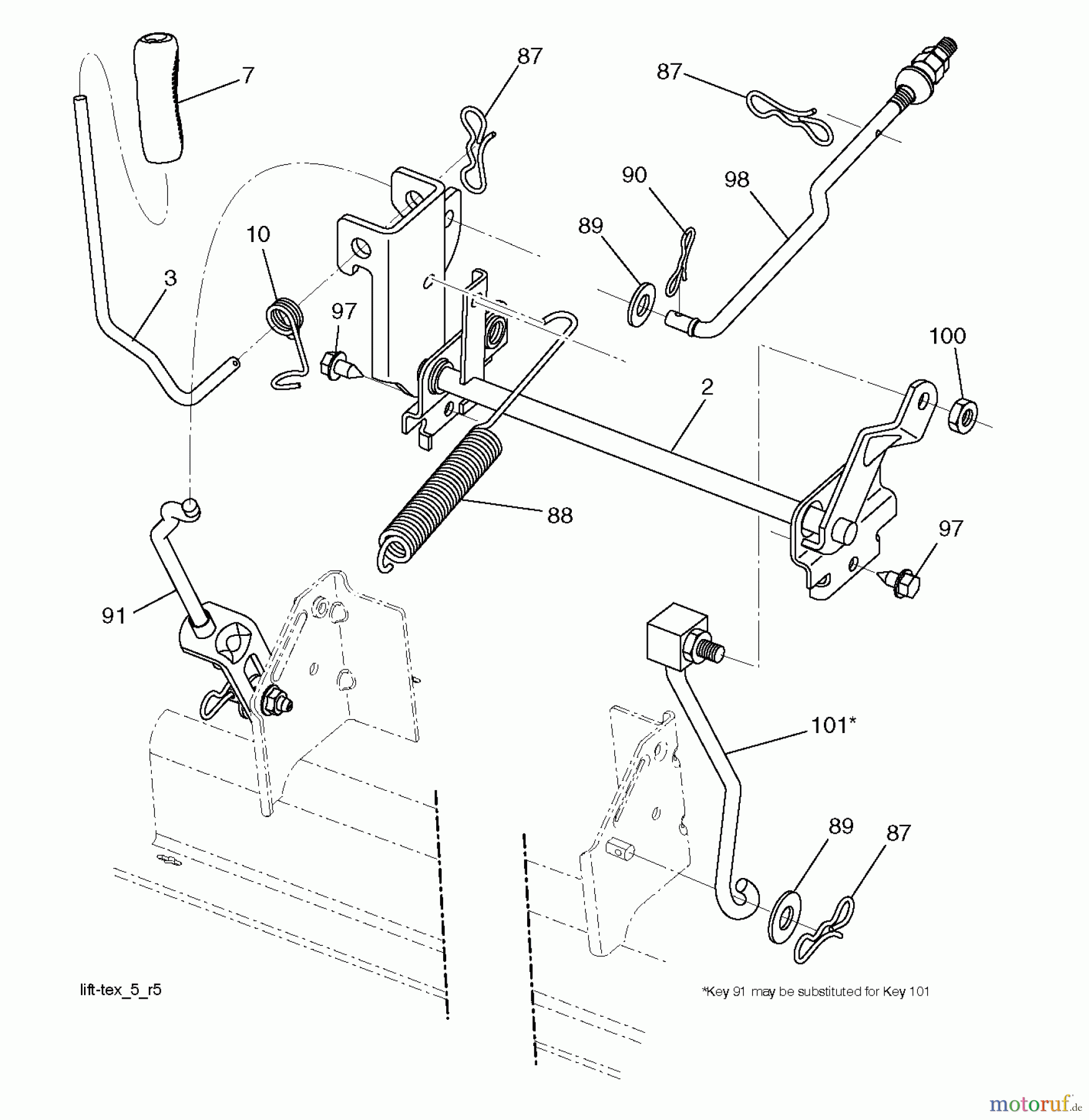Jonsered Rasen und Garten Traktoren LT2216 (96041003202) - Jonsered Lawn & Garden Tractor (2007-10) MOWER LIFT / DECK LIFT