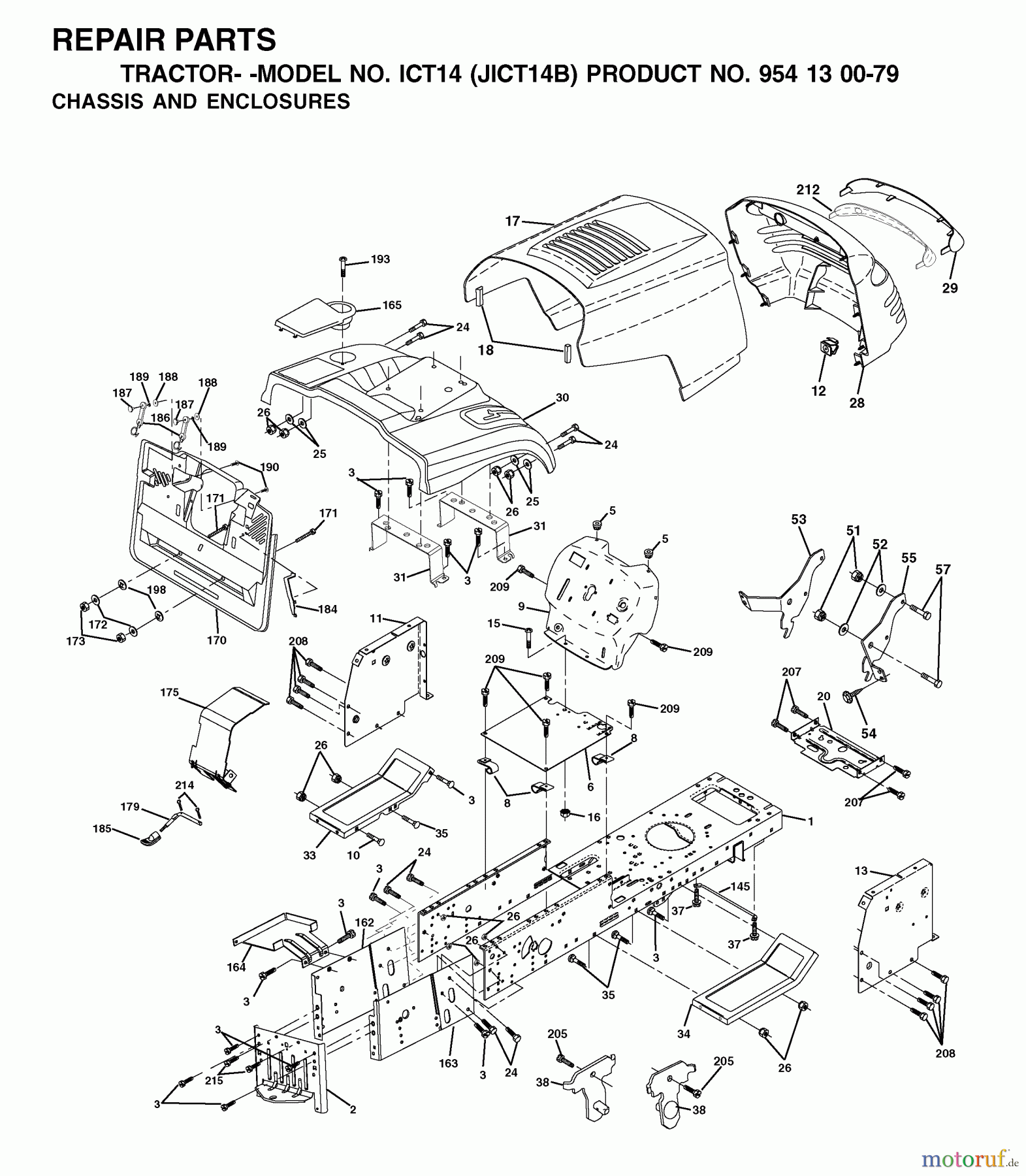 Jonsered Rasen und Garten Traktoren ICT14 (JICT14B, 954130079) - Jonsered Lawn & Garden Tractor (2002-02) CHASSIS ENCLOSURES