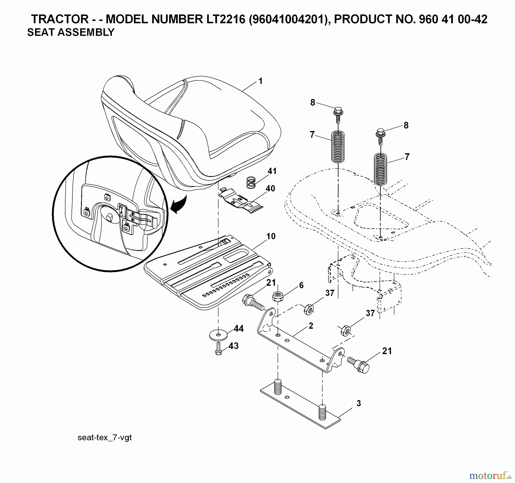 Jonsered Rasen und Garten Traktoren LT2216 (96041004201) - Jonsered Lawn & Garden Tractor (2007-04) SEAT