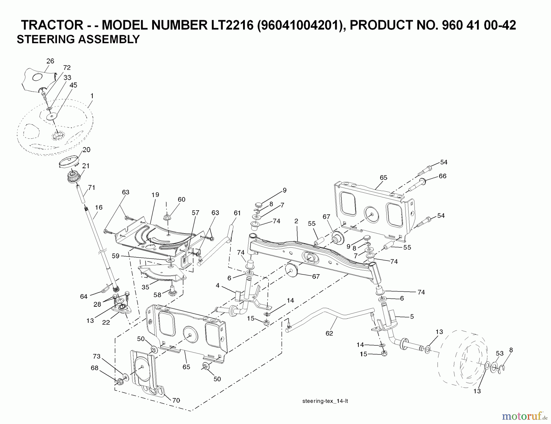  Jonsered Rasen  und Garten Traktoren LT2216 (96041004201) - Jonsered Lawn & Garden Tractor (2007-04) STEERING