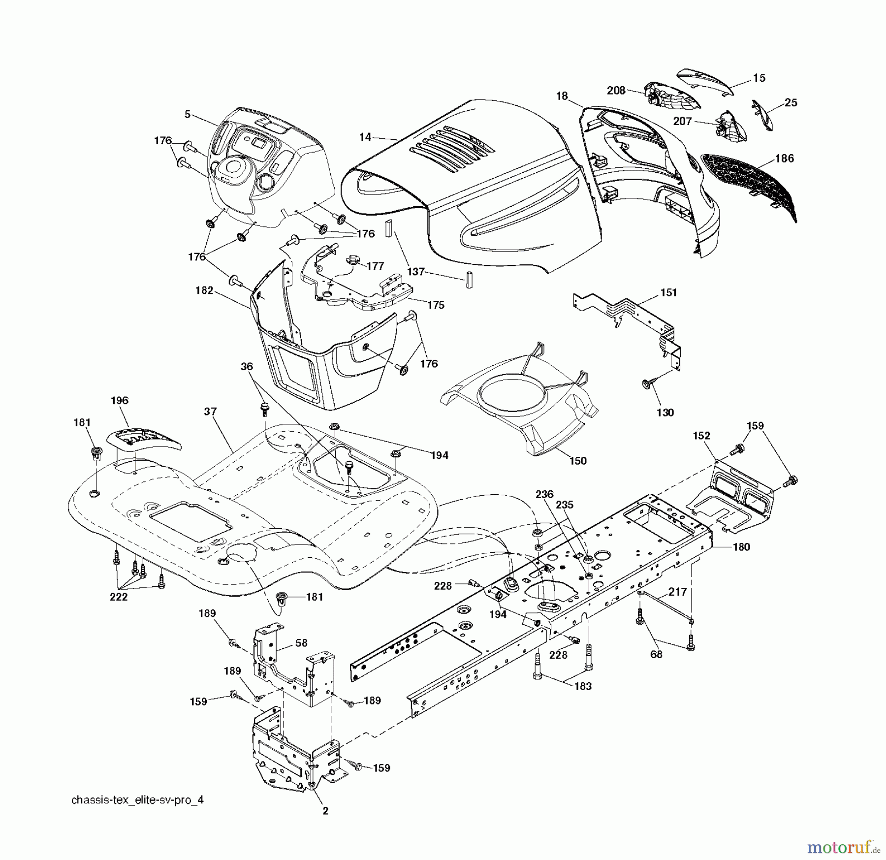 Jonsered Rasen und Garten Traktoren LT2216 (96041004202) - Jonsered Lawn & Garden Tractor (2007-10) CHASSIS ENCLOSURES