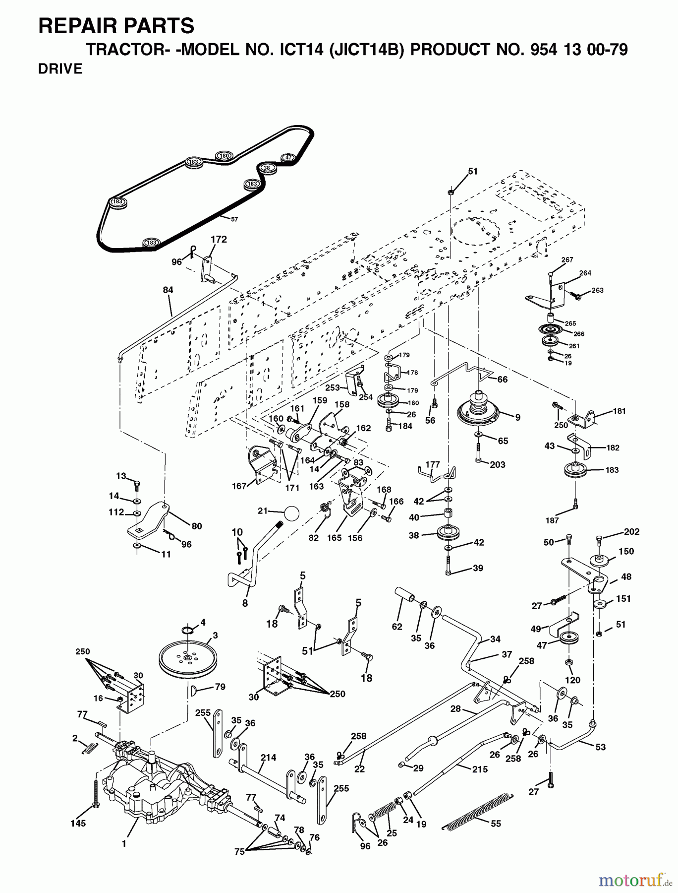 Jonsered Rasen  und Garten Traktoren ICT14 (JICT14B, 954130079) - Jonsered Lawn & Garden Tractor (2002-02) DRIVE