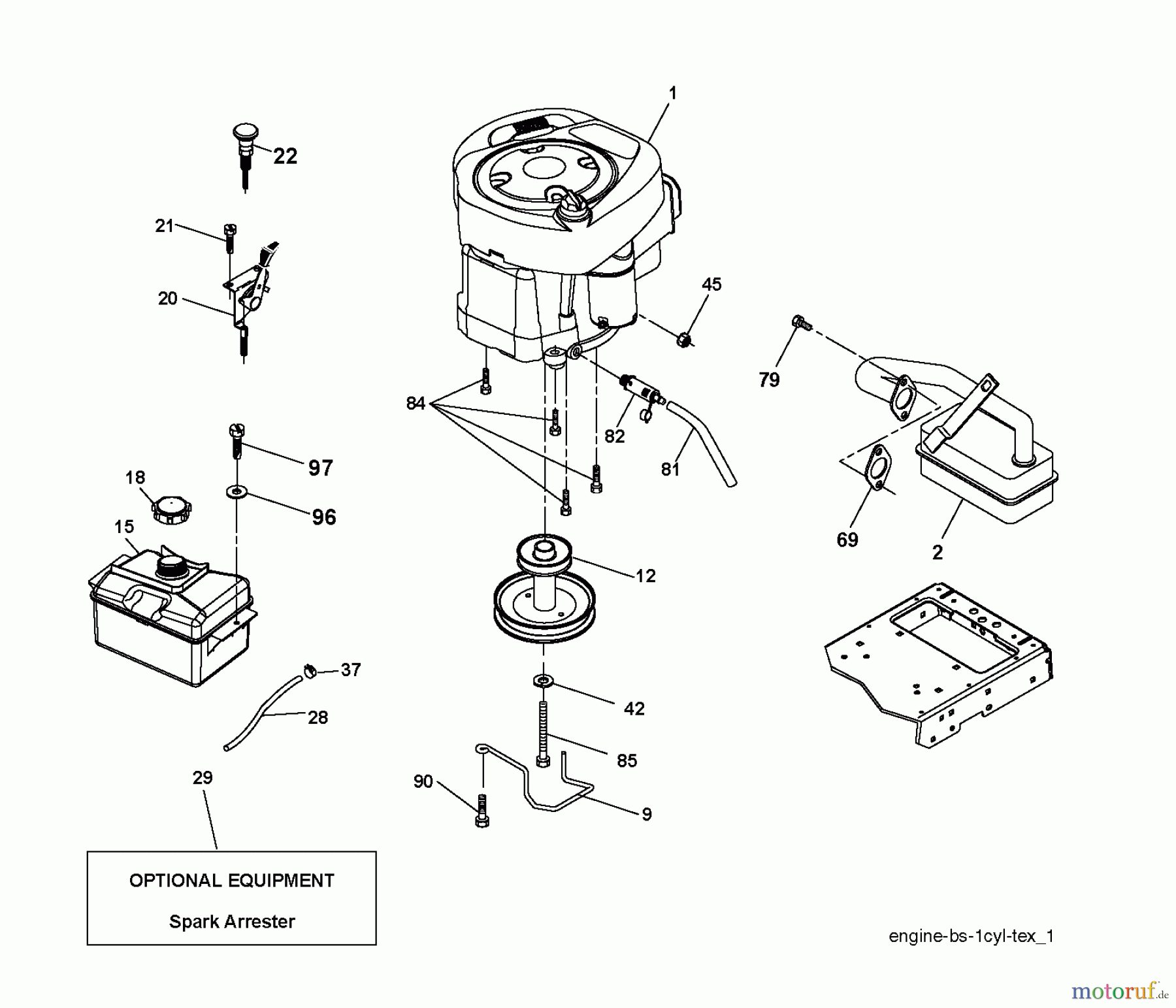 Jonsered Rasen und Garten Traktoren LT2216 (96041004202) - Jonsered Lawn & Garden Tractor (2007-10) ENGINE