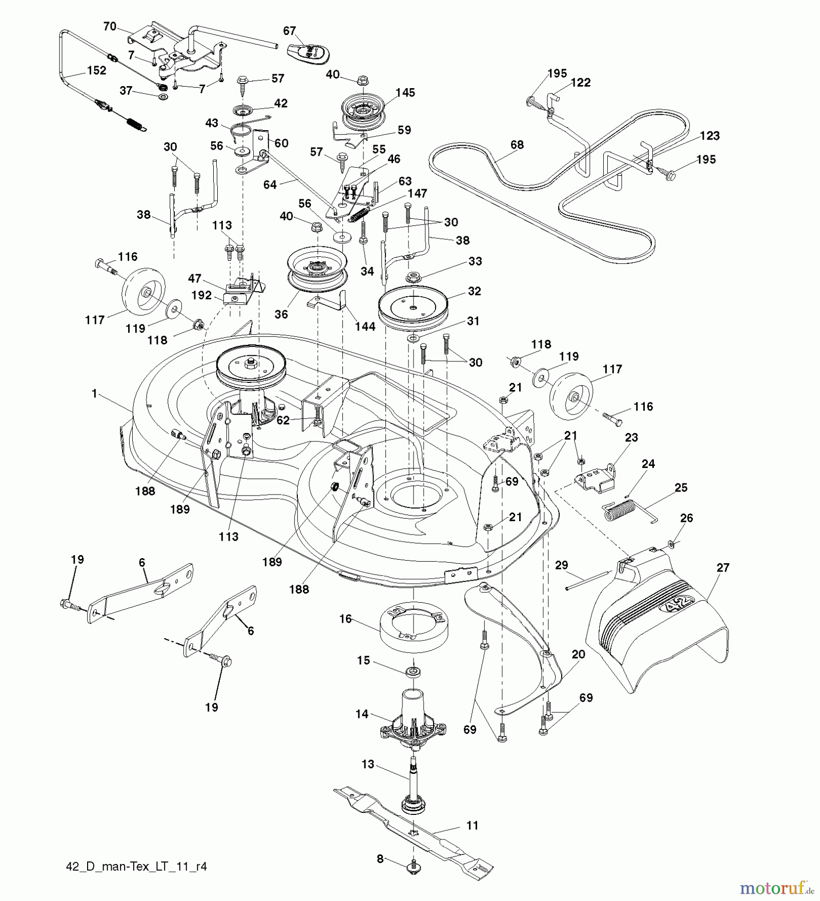 Jonsered Rasen und Garten Traktoren LT2216 (96041004202) - Jonsered Lawn & Garden Tractor (2007-10) MOWER DECK / CUTTING DECK