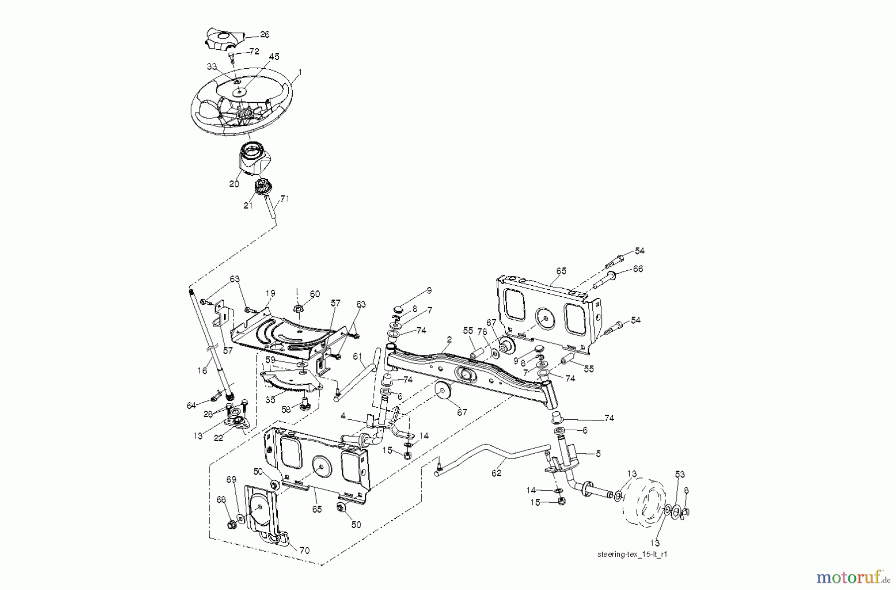 Jonsered Rasen und Garten Traktoren LT2216 (96041004202) - Jonsered Lawn & Garden Tractor (2007-10) STEERING