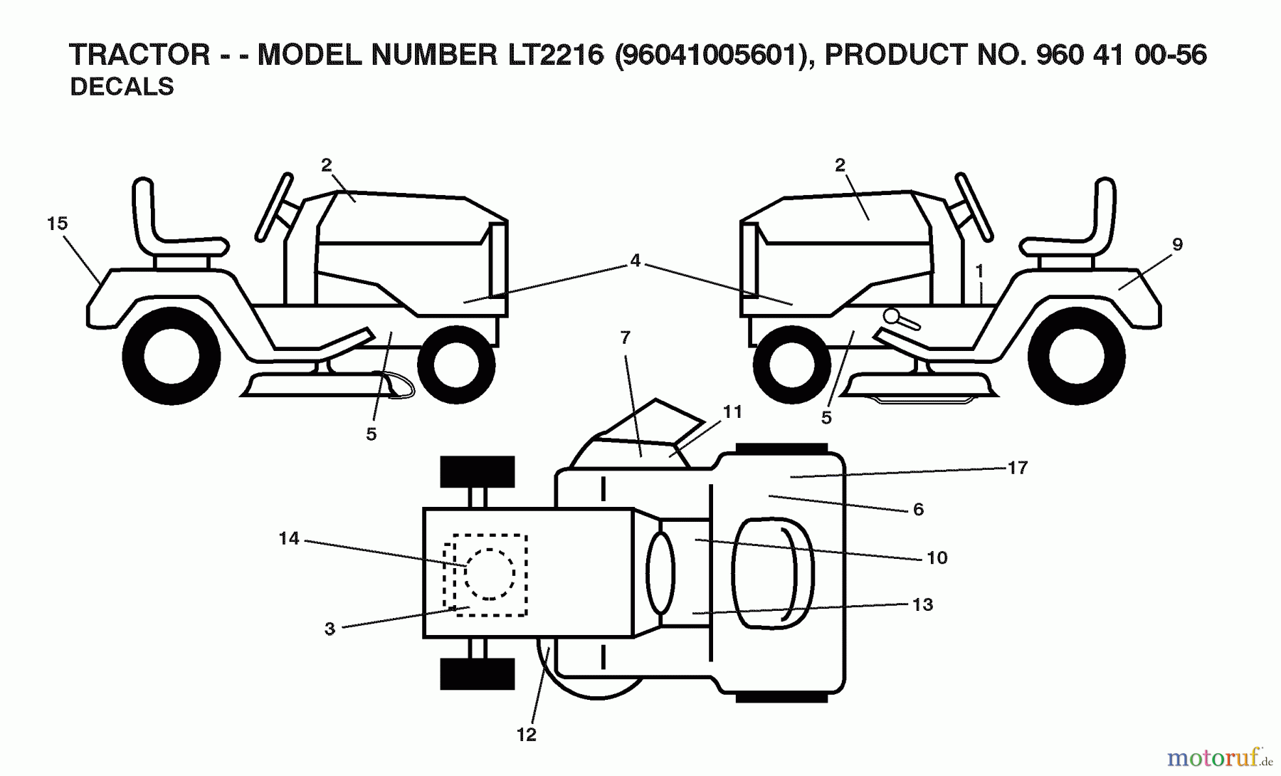 Jonsered Rasen und Garten Traktoren LT2216 (96041005601) - Jonsered Lawn & Garden Tractor (2007-04) DECALS