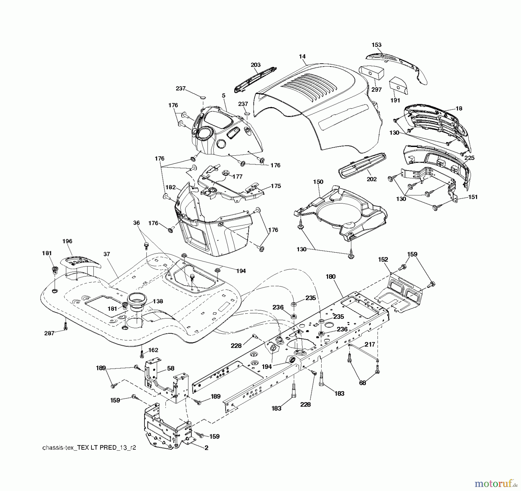 Jonsered Rasen und Garten Traktoren LT2216 (96041005602) - Jonsered Lawn & Garden Tractor (2009-02) CHASSIS ENCLOSURES