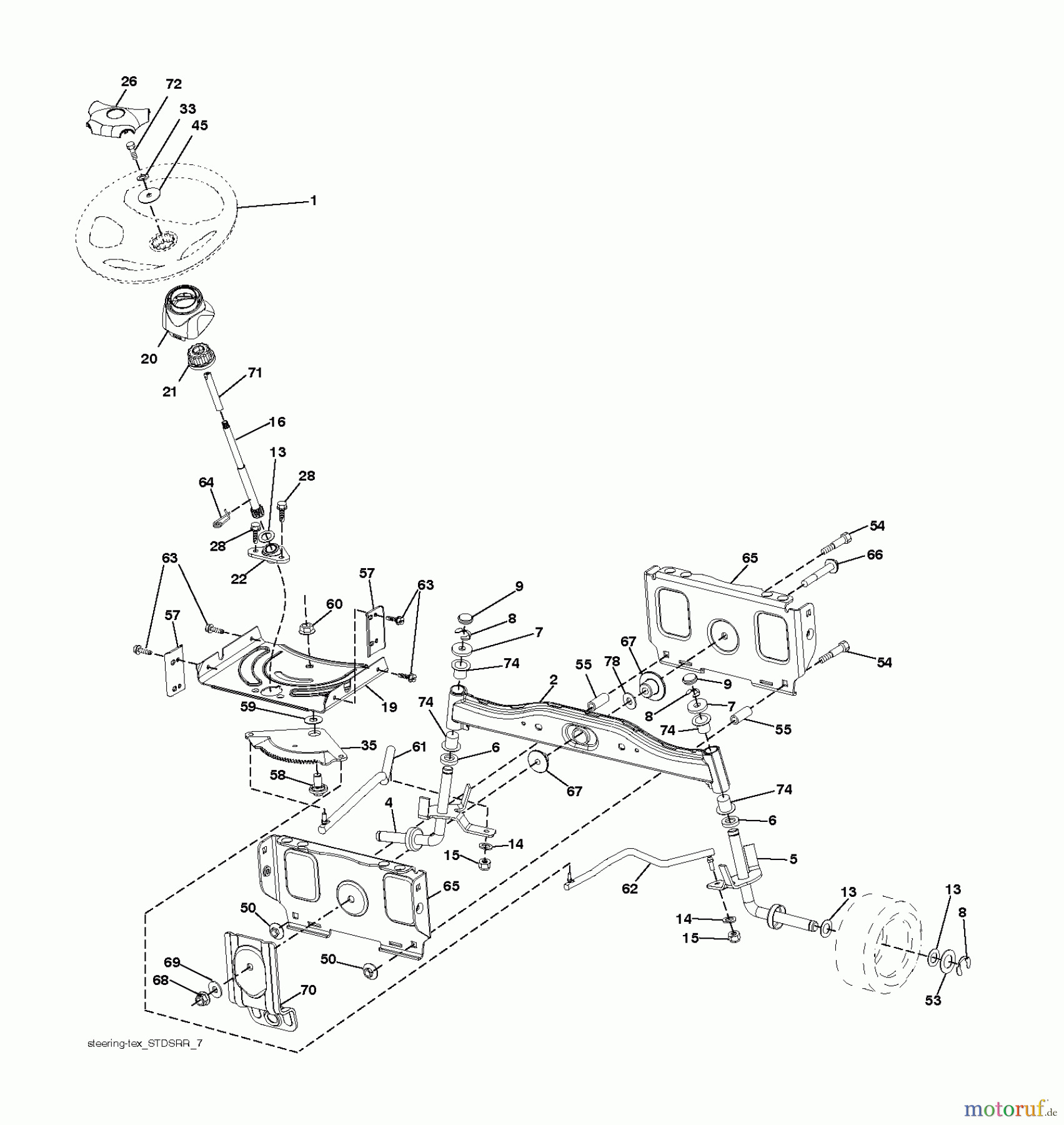 Jonsered Rasen und Garten Traktoren LT2216 (96041005602) - Jonsered Lawn & Garden Tractor (2009-02) STEERING