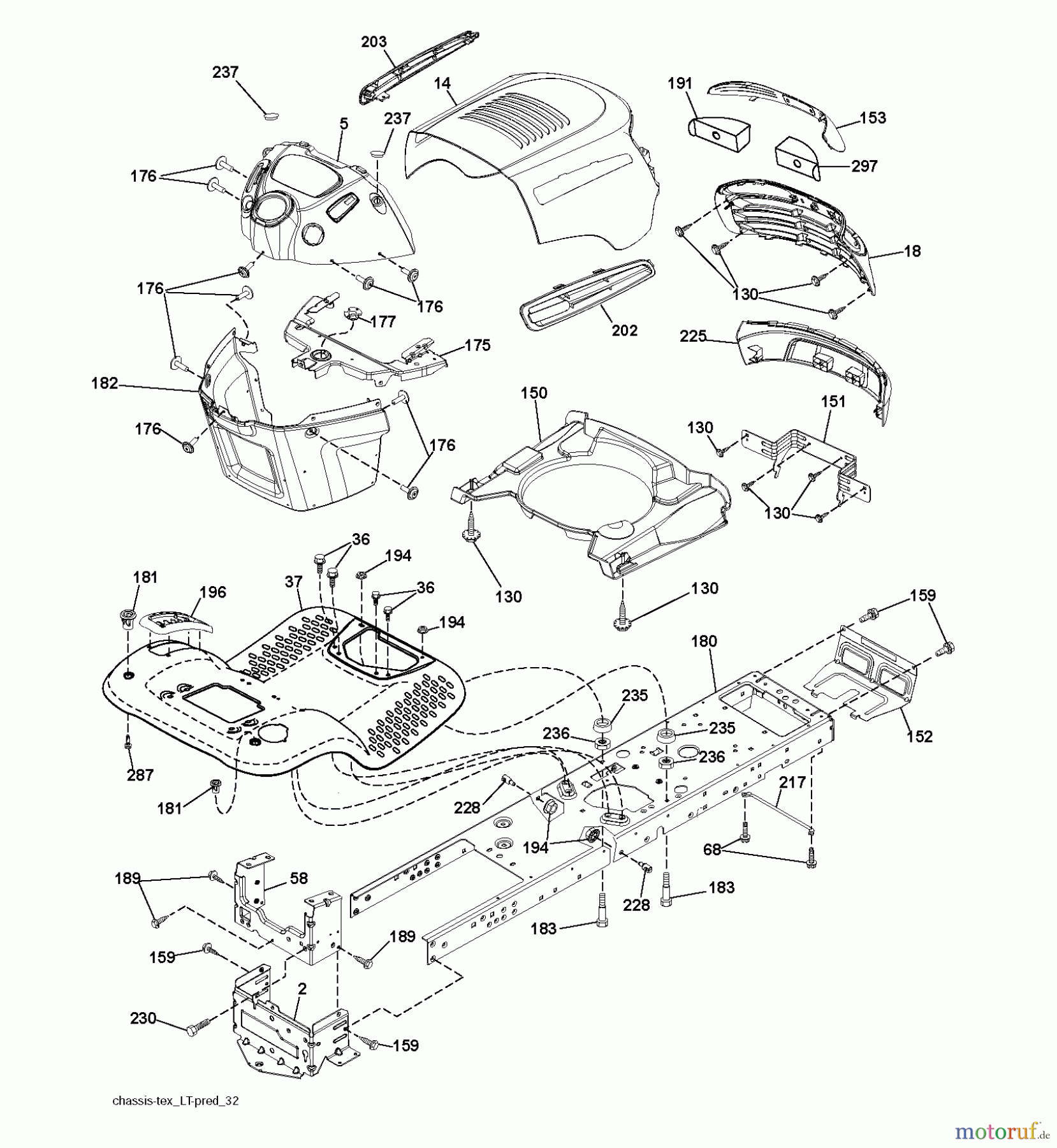 Jonsered Rasen und Garten Traktoren LT2216 (96041010100) - Jonsered Lawn & Garden Tractor (2009-01) CHASSIS ENCLOSURES